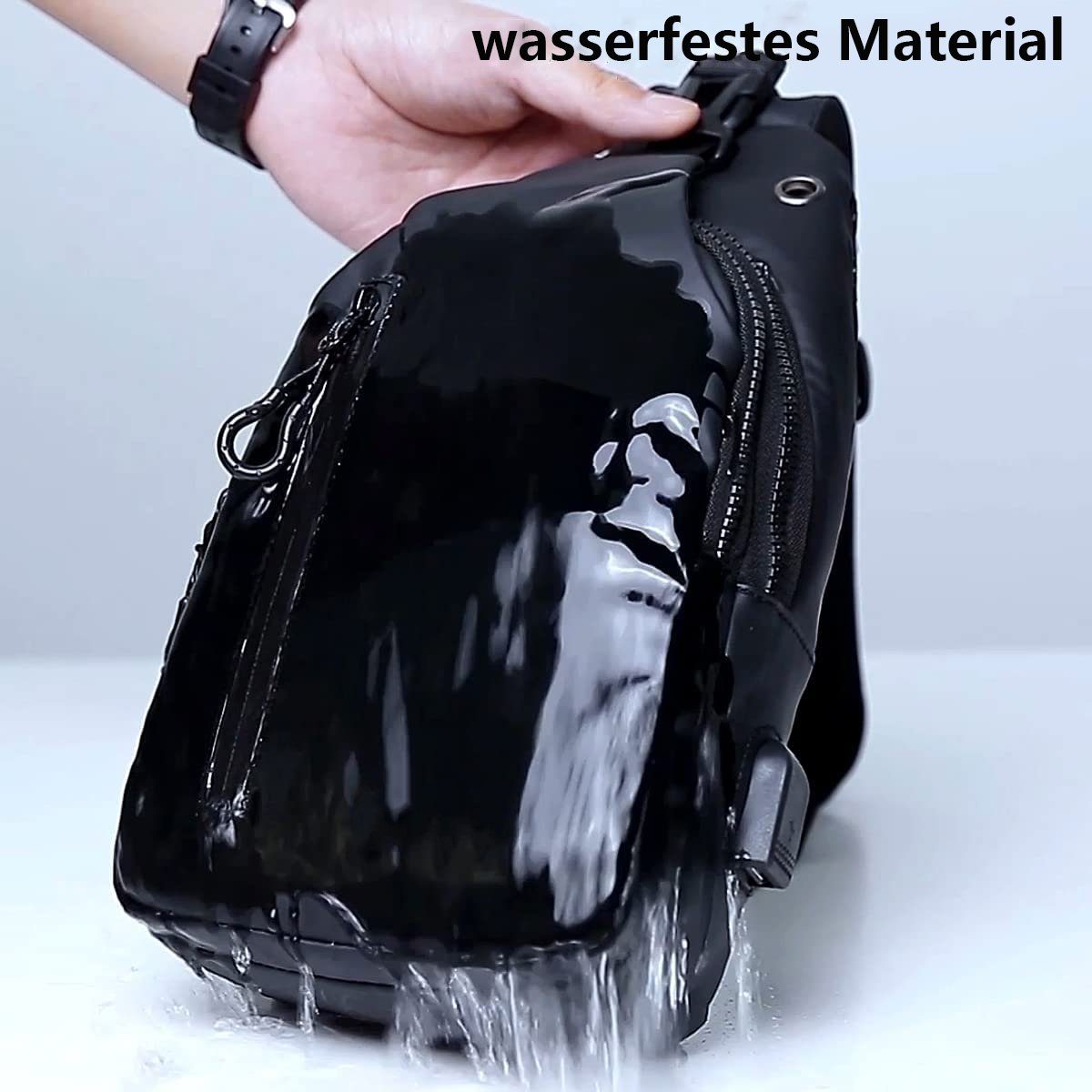 Sling Bag Anti-Diebstahl Tasche Grau GelldG USB-Ladeanschluss mit wasserdicht Umhängetasche
