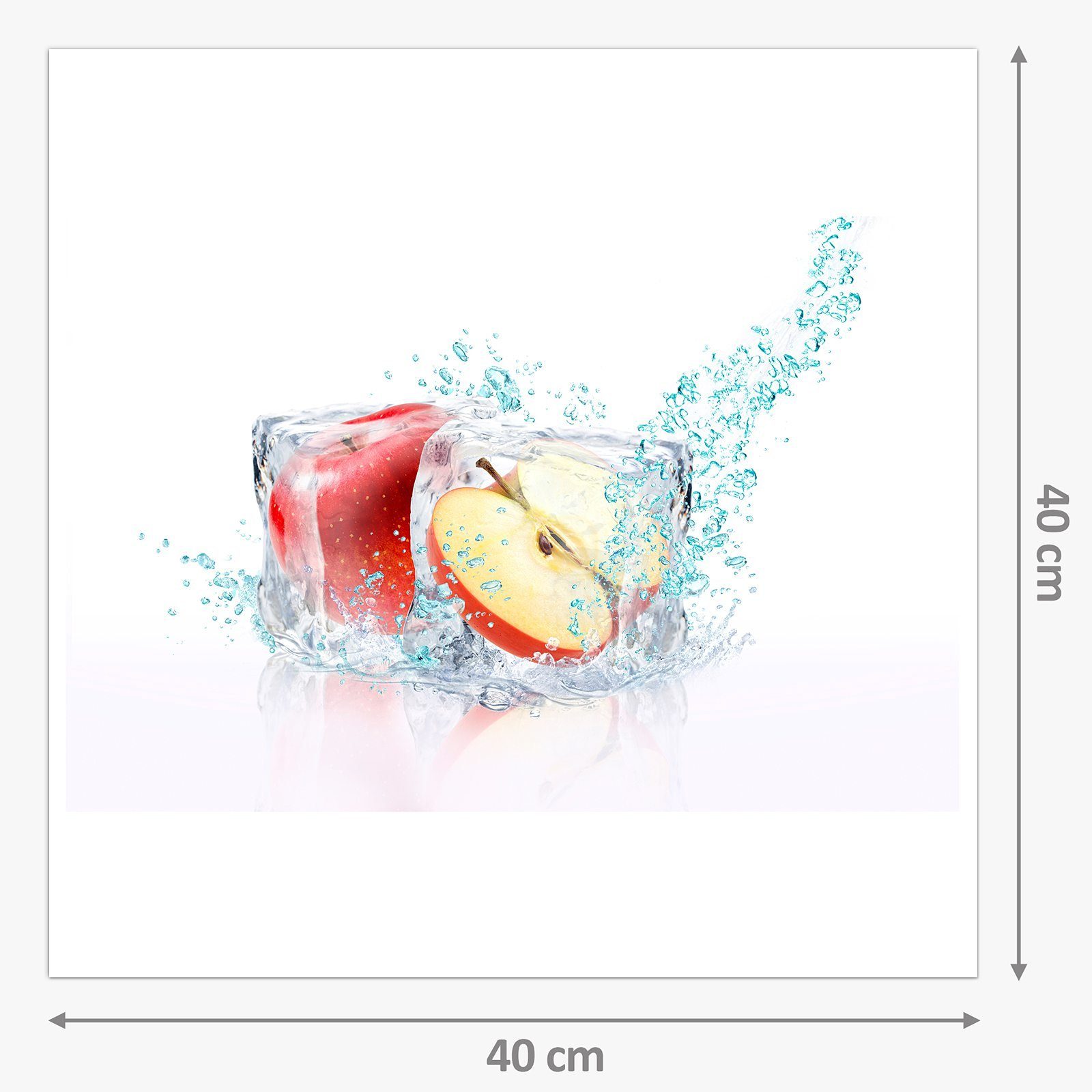 in Primedeco Motiv Küchenrückwand Spritzschutz Apfel Eiswürfelsplash mit Küchenrückwand Glas