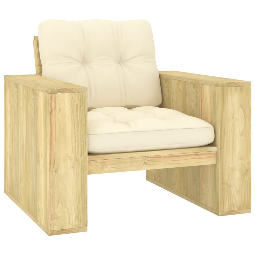 furnicato Gartenstuhl mit Creme Kissen Imprägniertes Kiefernholz (1 St)