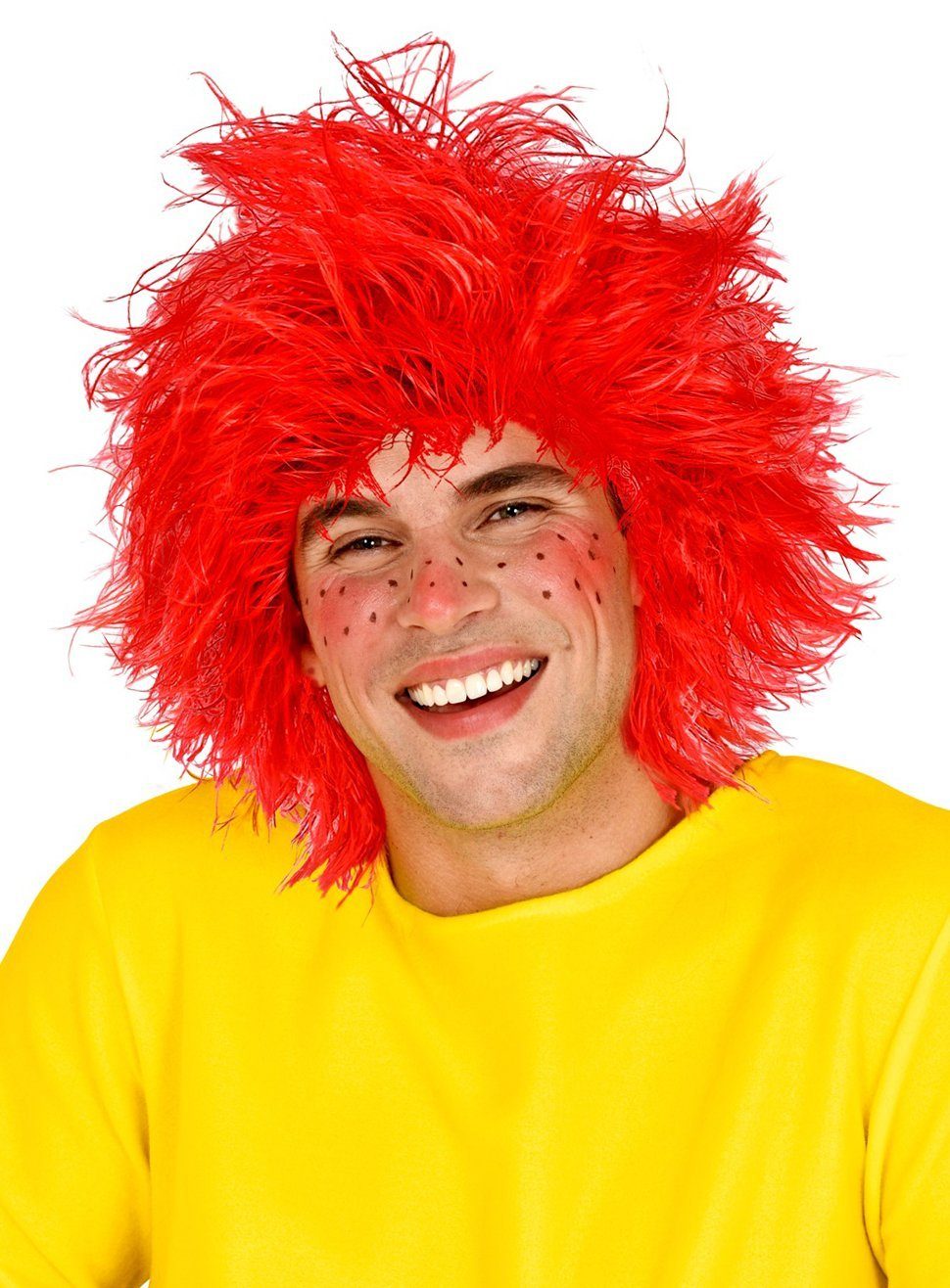 Widdmann Kostüm-Perücke Rote Kobold Perücke - Kostümperücke für Fasching, Roter Wuschelkopf für große Clowns und kleine Kultfiguren