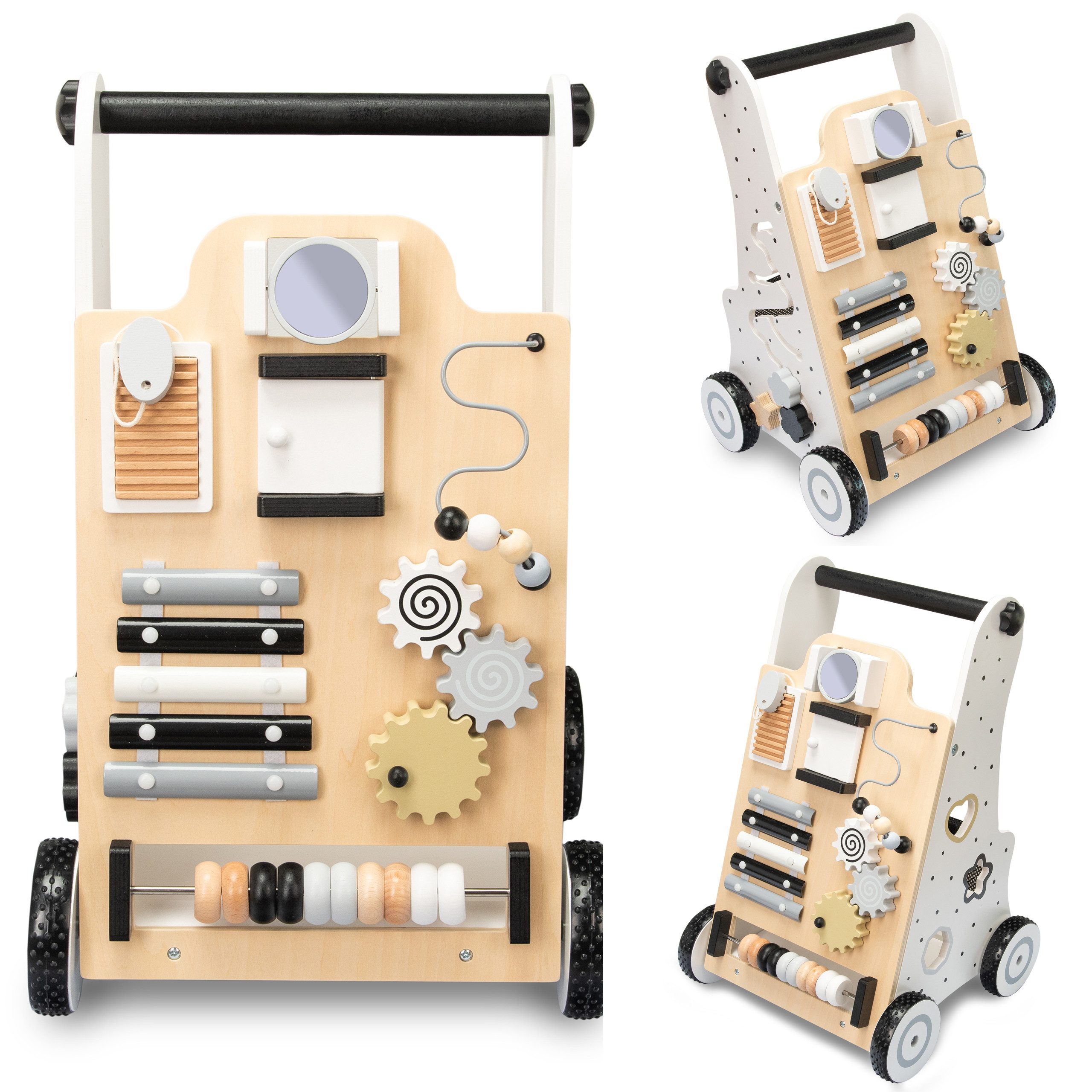Babywalker Lauflernwagen, Kinderwagen aus Holz, Lernspielzeug, ab 12 Monaten