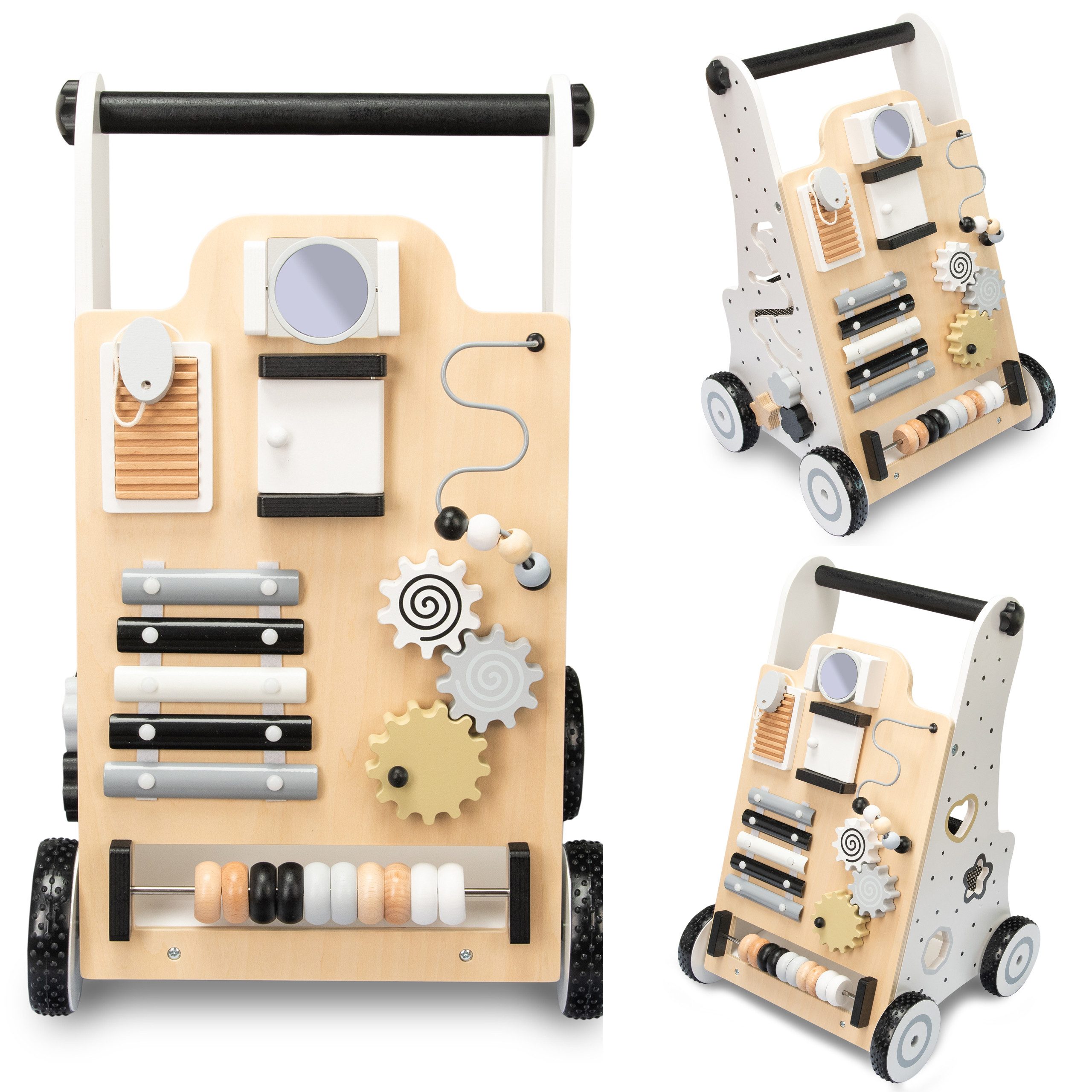 COIL Babywalker Lauflernwagen, Kinderwagen aus Holz, Lernspielzeug, ab 12 Monaten