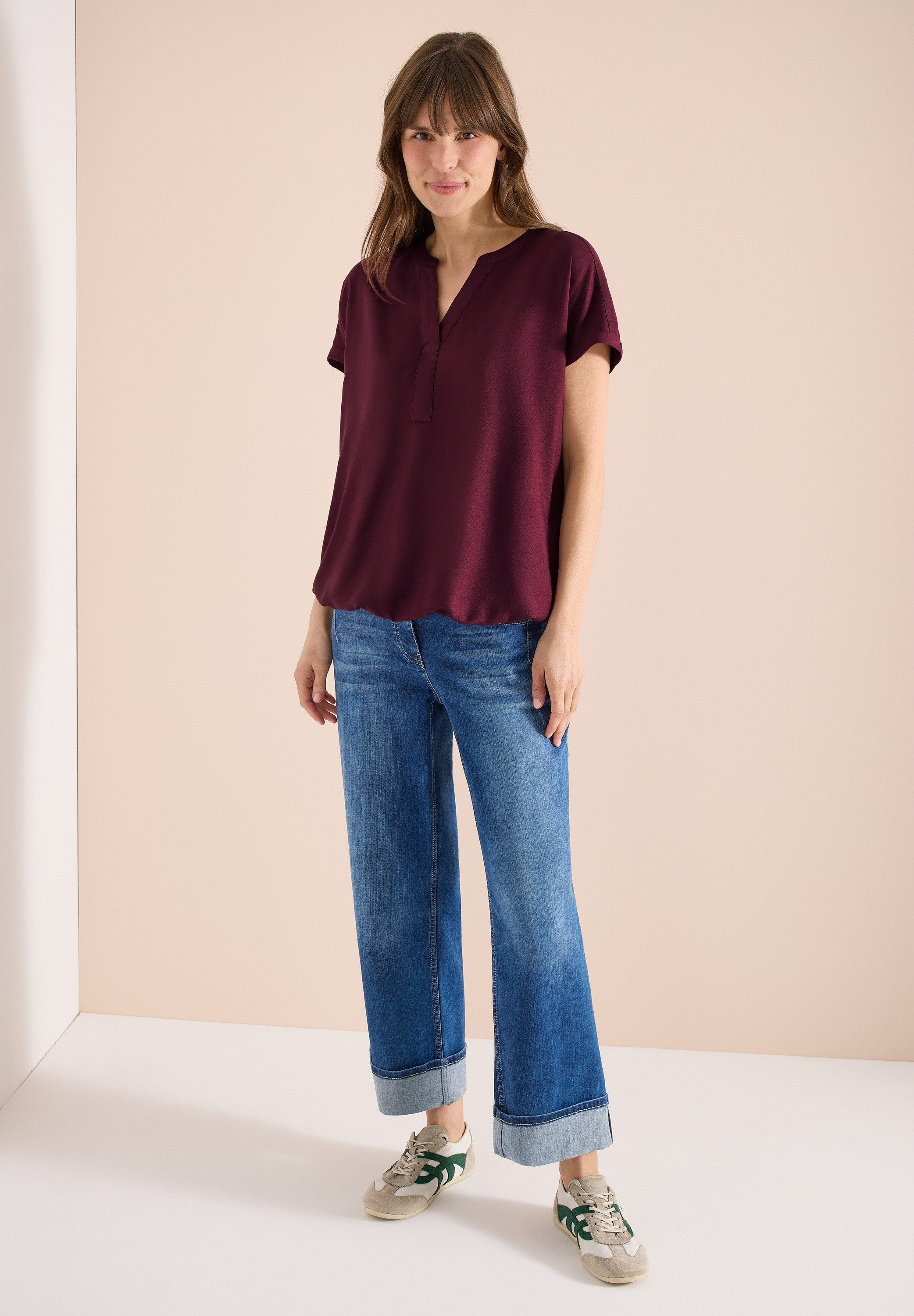 CECIL Kurzarmbluse mit V-Ausschnitt