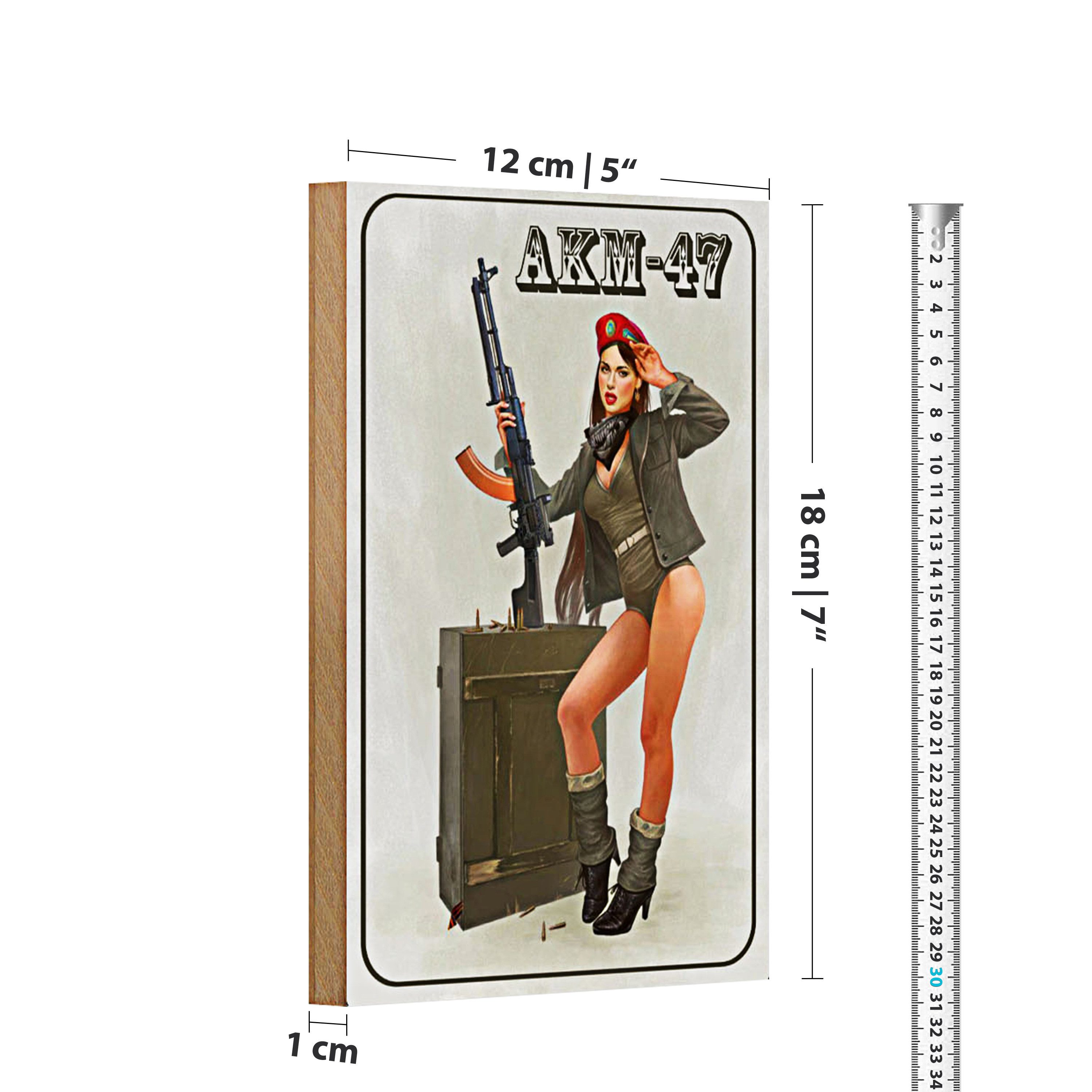 Roomando Holzbild Gewehr 12x18cm Pinup Kalaschnikow AKM-47