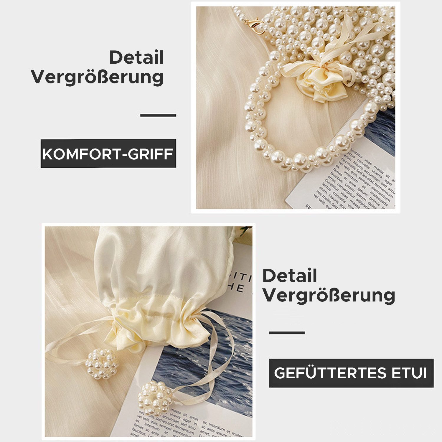 Refttenw Clutch Women's Clutch Artificial Pearls Handbag with Chain, Evening Bag Shoulder Bag