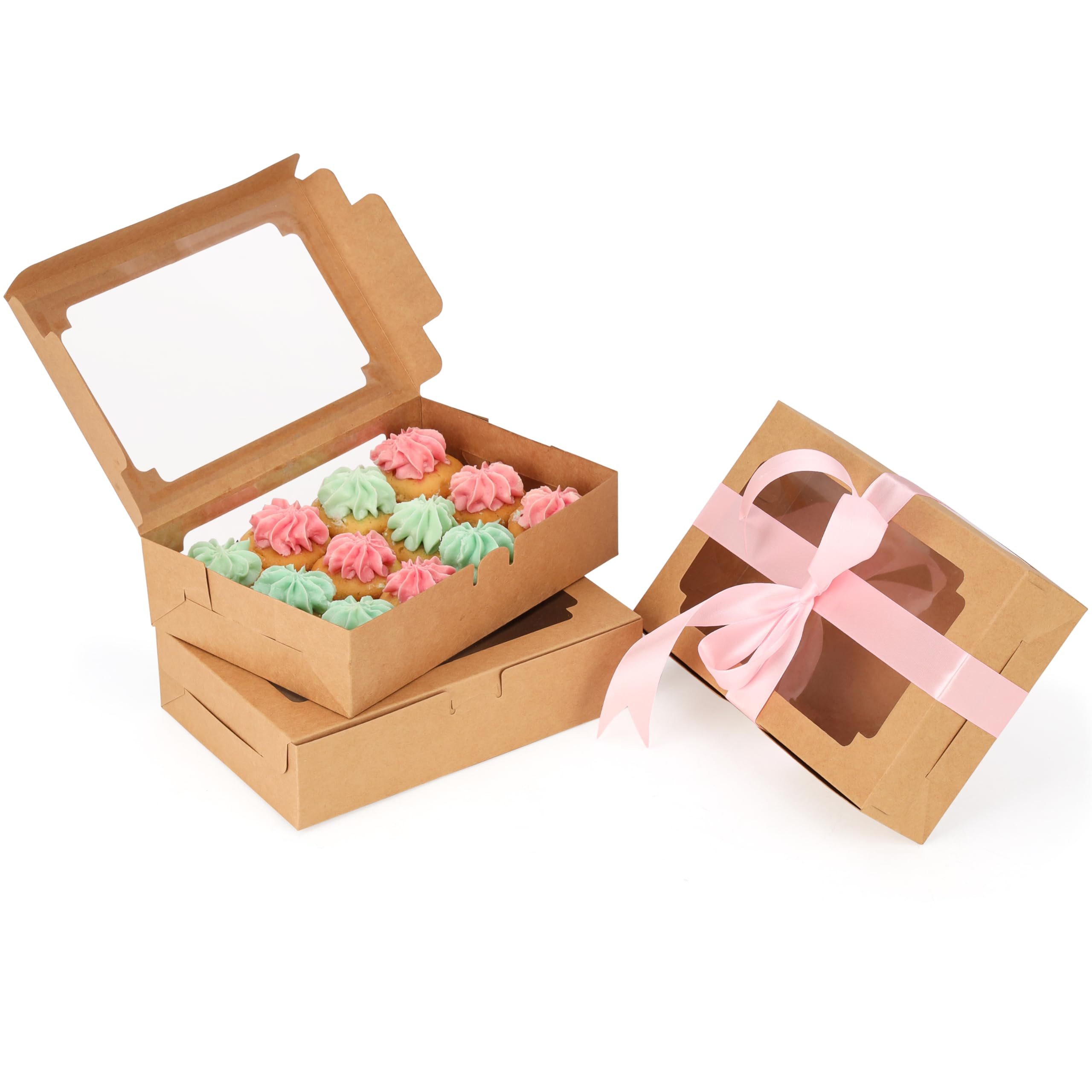 Geschenkbox Einweg Cupcake Verpackung - 20 Stück - Braun - 20,3x13,5x5cm