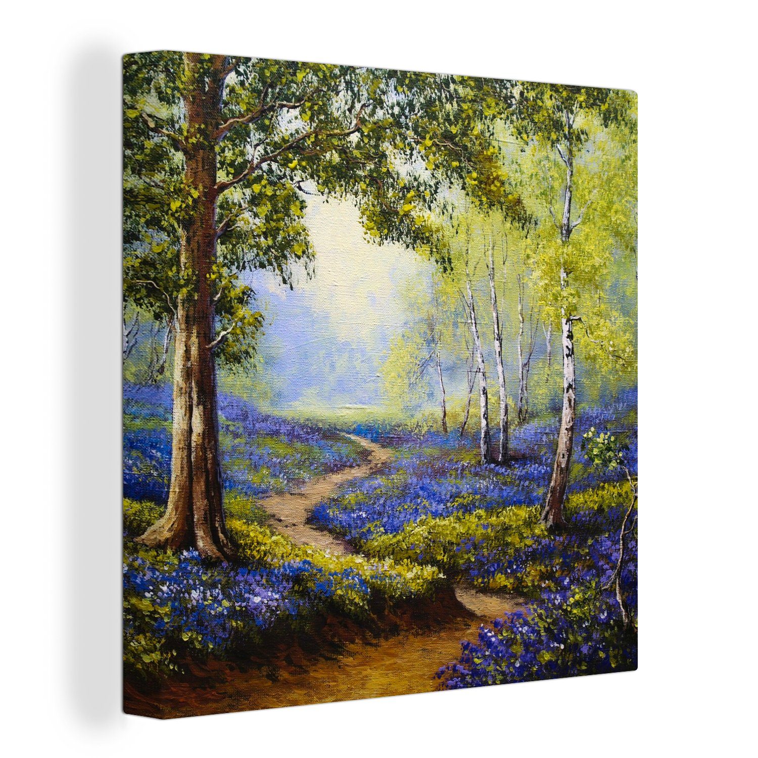 OneMillionCanvasses® Gemälde Gemälde - Natur - Ölfarbe, - - Schlafzimmer (1 Bilder Wohnzimmer für Blumen Wald St), Leinwand