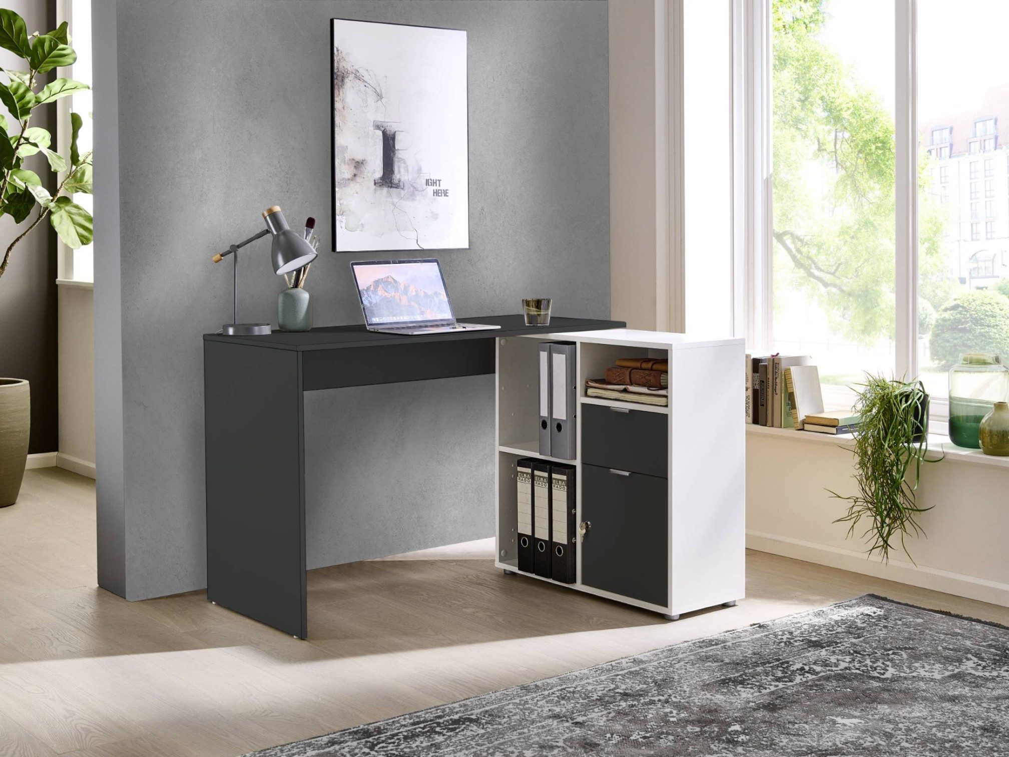 moebel-dich-auf Eckschreibtisch LUIZ (Schreibtisch + Regal, 110 cm breit), günstig online kaufen