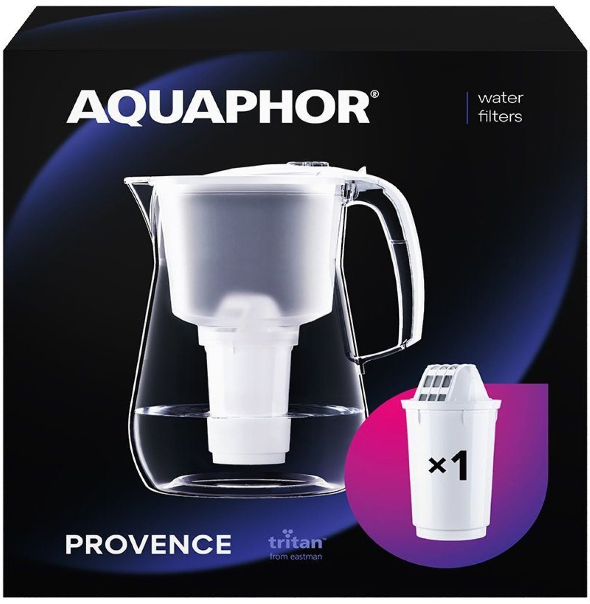 AQUAPHOR Wasserfilter Provence A5 weiß - Premium-Wasserfilter aus Tritan, bruchsicher, Zubehör für Фильтрыkartuschen AQUAPHOR A5, A5H hartes Wasser & A5 Magnesium, Reduziert Kalk, Chlor & weiteren Stoffen. BPA frei