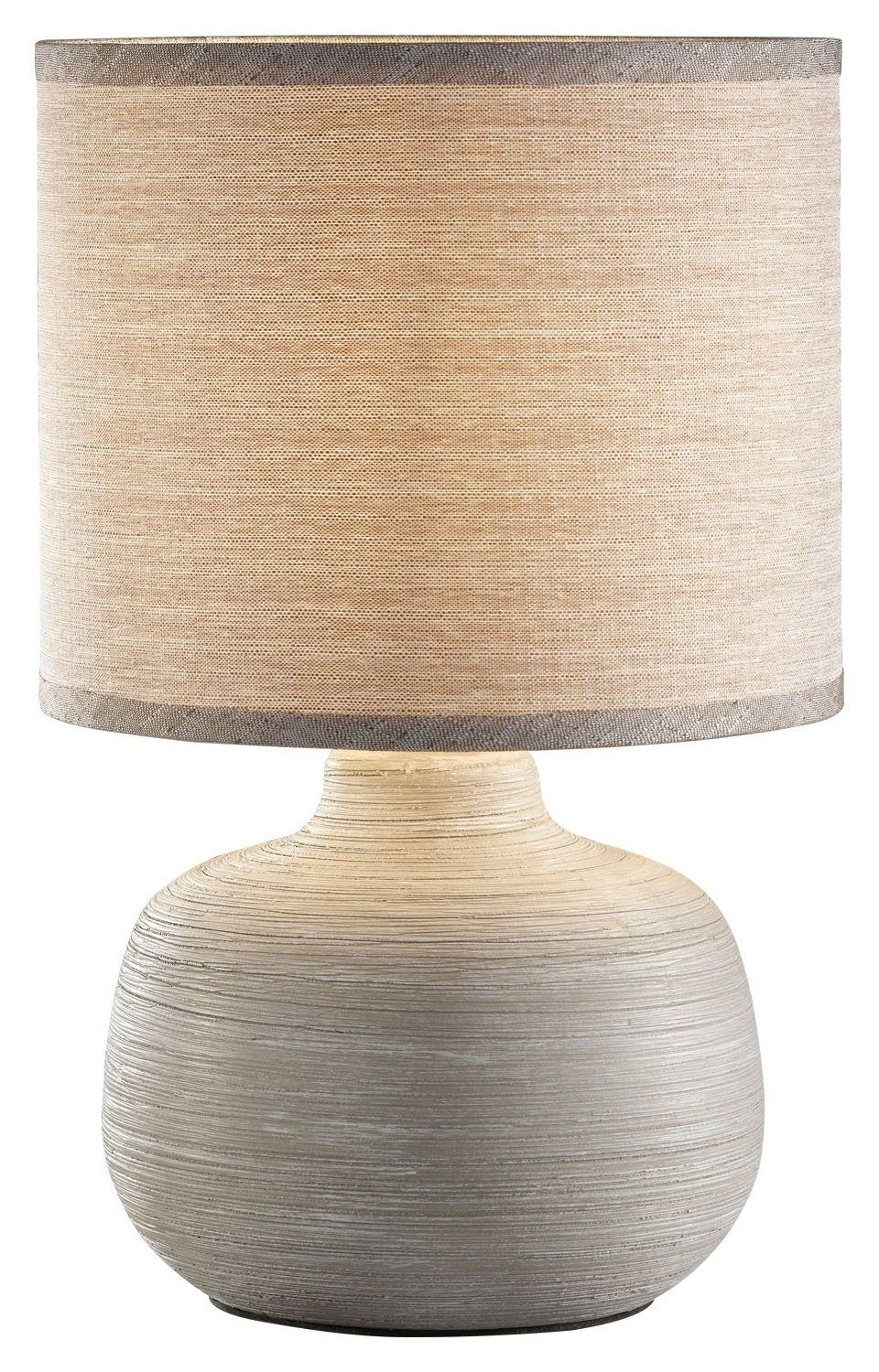 casa NOVA Tischleuchte Tischlampe LOU, 1-flammig, H 28 cm, Cremefarben, ohne Leuchtmittel, Keramik, Stoffschirm