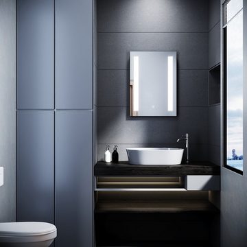 SONNI Badspiegel Badspiegel mit Beleuchtung 50x70cm beschlagfrei Badezimmer, Wandspiegel mit Touch-Schalter Spiegel LED-Beleuchtung Kaltweiß IP44