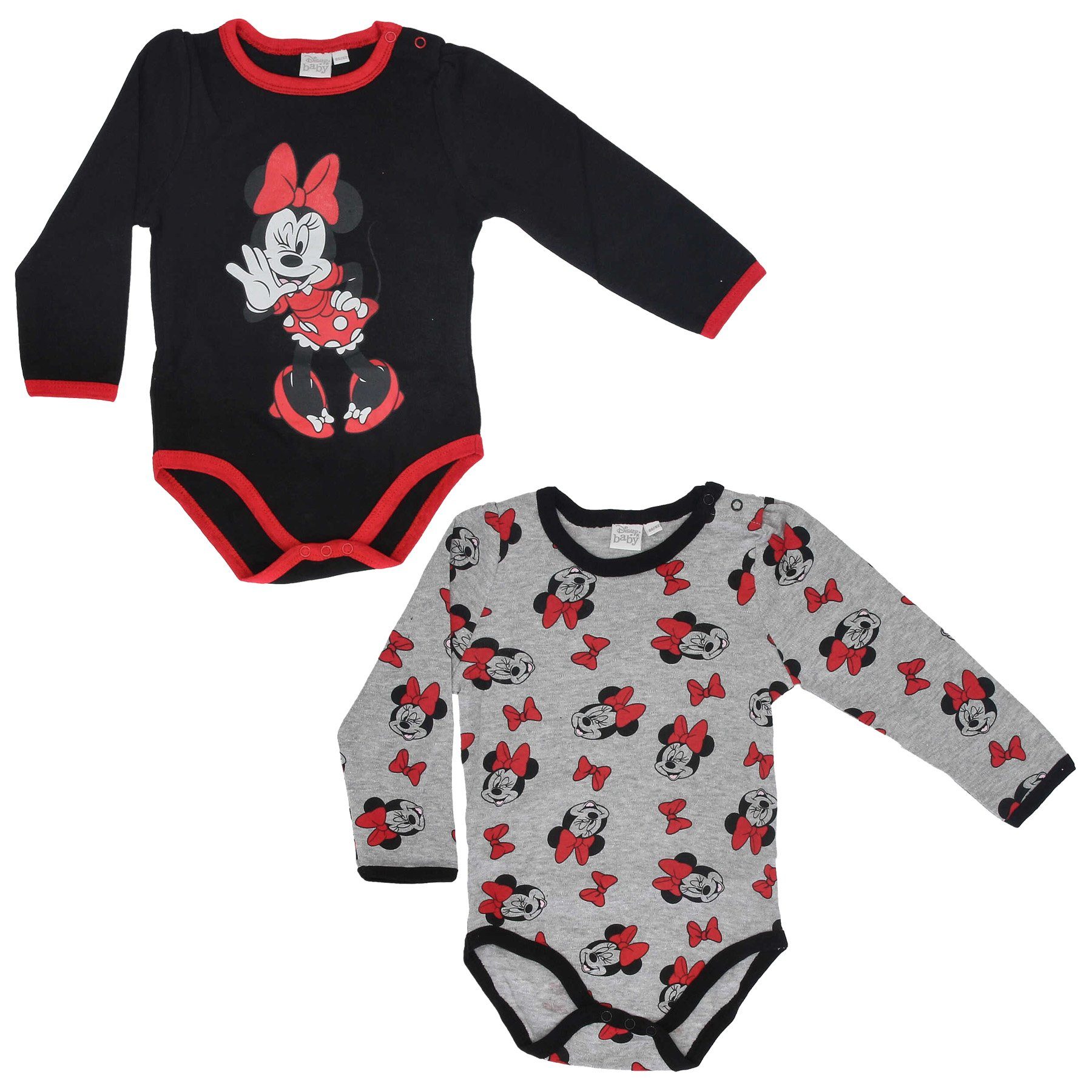 Disney Langarmwickelbody Body langarm 92 62 Strampler Maus Pack Baby Minnie Disney 2er bis Gr