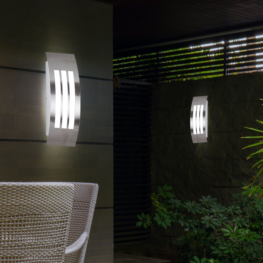 Wandlampe Leuchtmittel Außen-Wandleuchte, Fassadenlampe Warmweiß, etc-shop Gartenleuchte Außenwandleuchten silber LED inklusive,