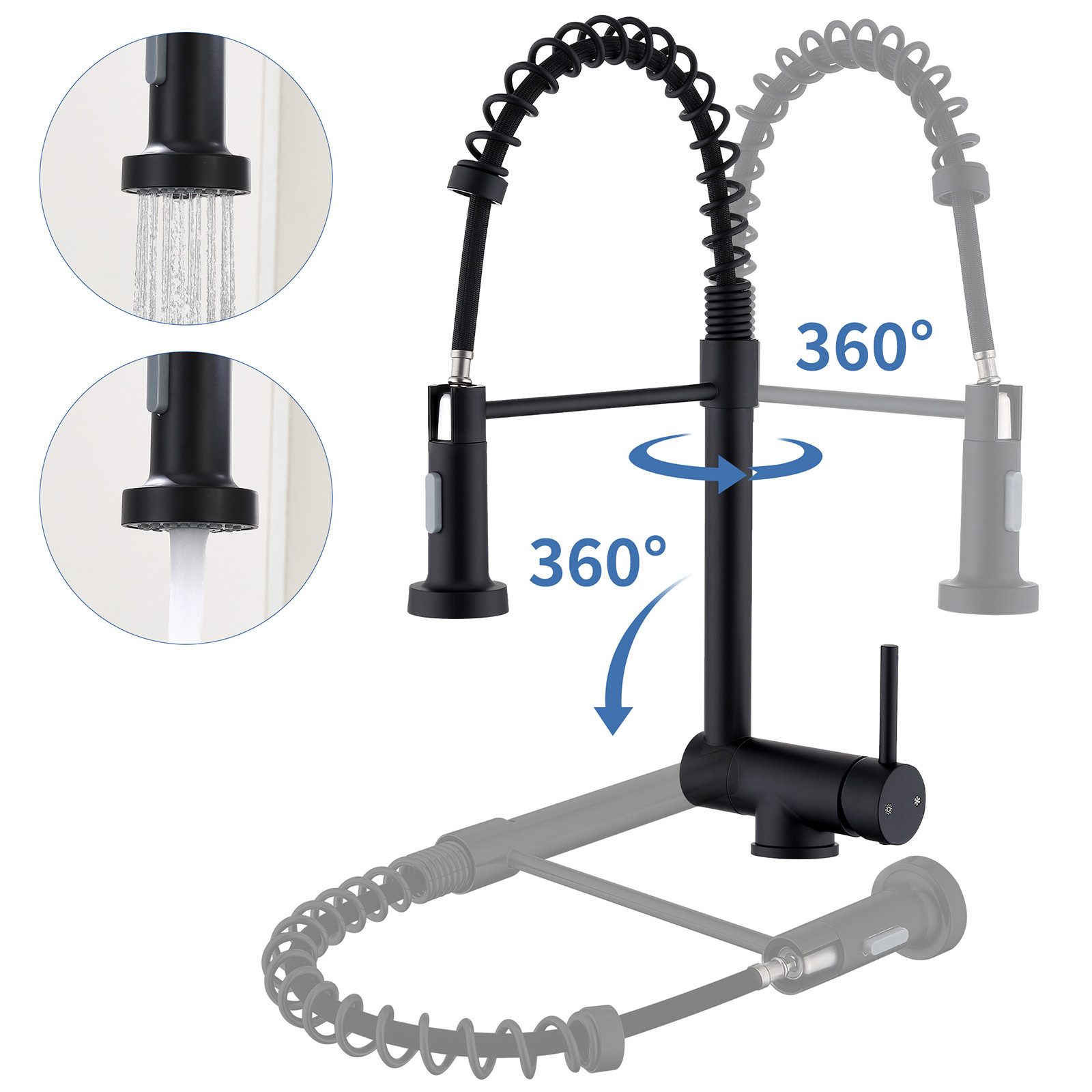 HOMELODY Küchenarmatur Vorfenster Wasserhahn, 360° Drehbare, Unterfenster K günstig online kaufen