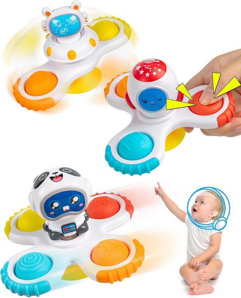 FELIXLEO Badespielzeug 3er Saugnapf Spinner Baby Fidget Spielzeug Reise Bad Fenster (1-tlg)