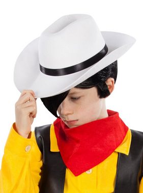 Maskworld Kostüm Lucky Luke Kostüm für Kinder mit Hut, Kostüm und Hut des berühmtesten Comichelden des Wilden Westens