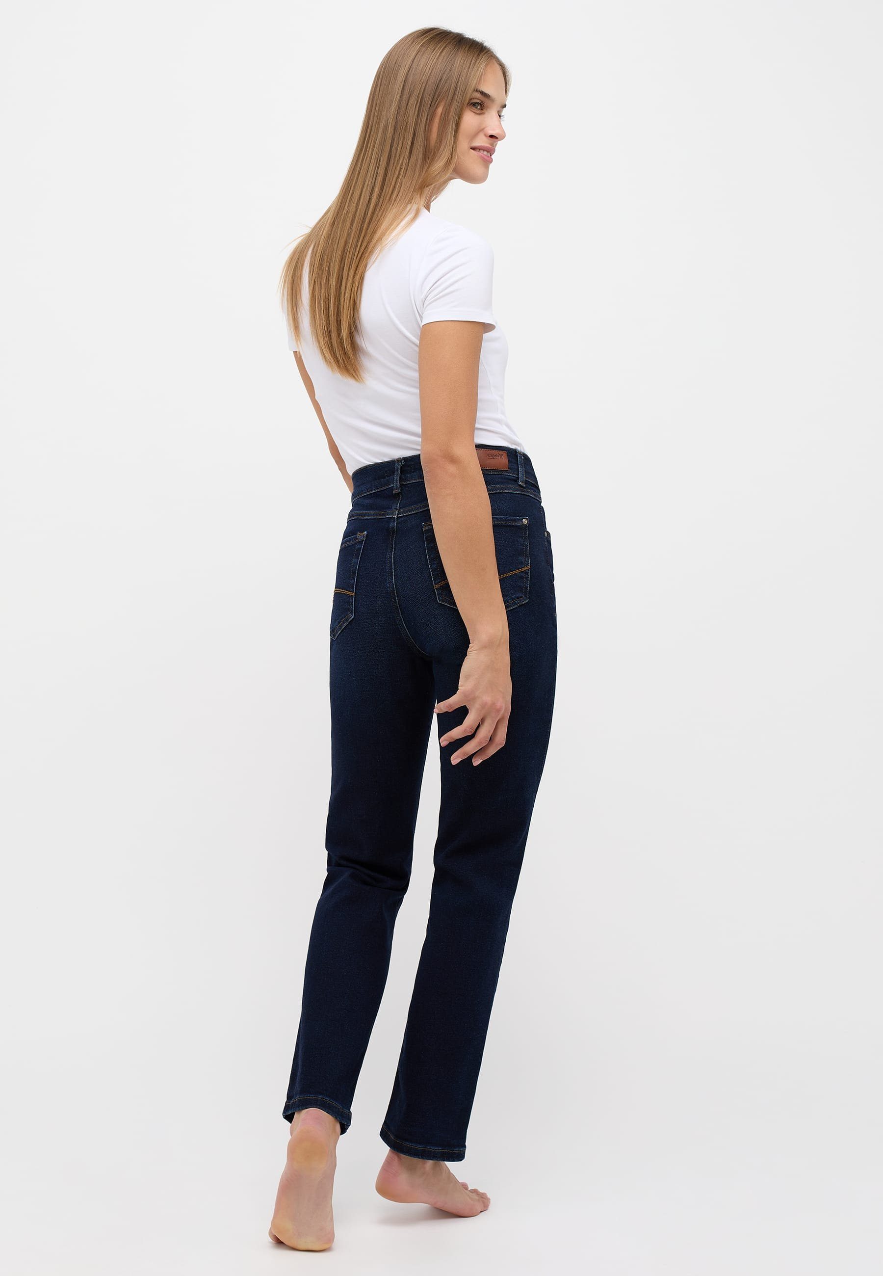 mit Used-Waschung Cici ANGELS mit indigo Jeans Label-Applikationen Straight-Jeans