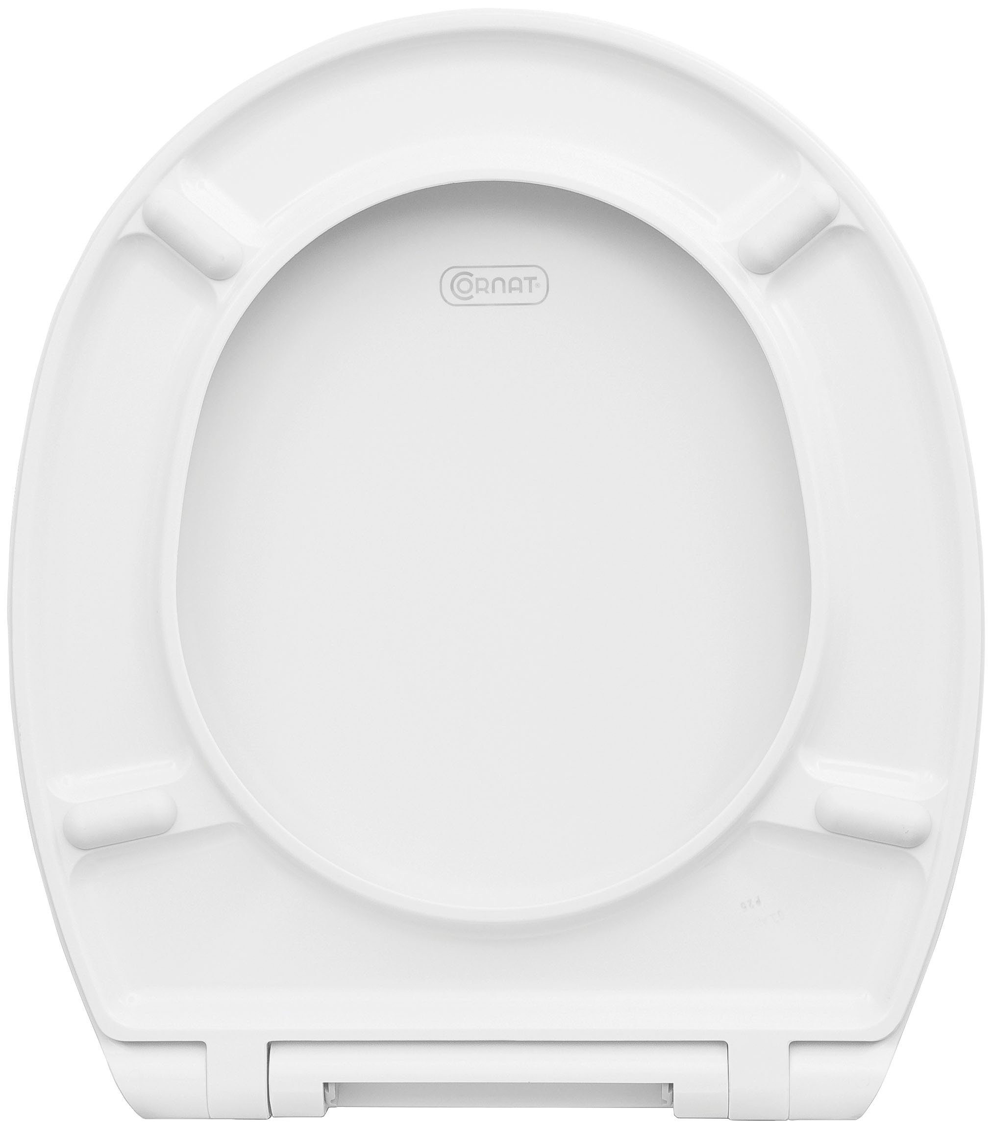 CORNAT WC-Sitz Klassisch weißer Look - Pflegeleichter Duroplast - Quick up, Clean Funktion - Absenkautomatik - Montage von oben / Toilettensitz