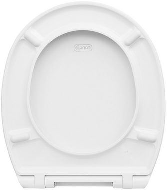 CORNAT WC-Sitz Klassisch weißer Look - Pflegeleichter Duroplast - Quick up, Clean Funktion - Absenkautomatik - Montage von oben / Toilettensitz