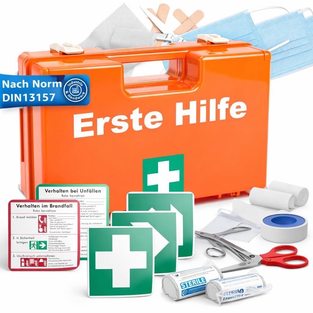 Praktikraft KFZ-Verbandtasche Erste Hilfe Koffer - DIN 13157 Kasten für Wand & Zuhause & Betrieb, (Set, 1 St)