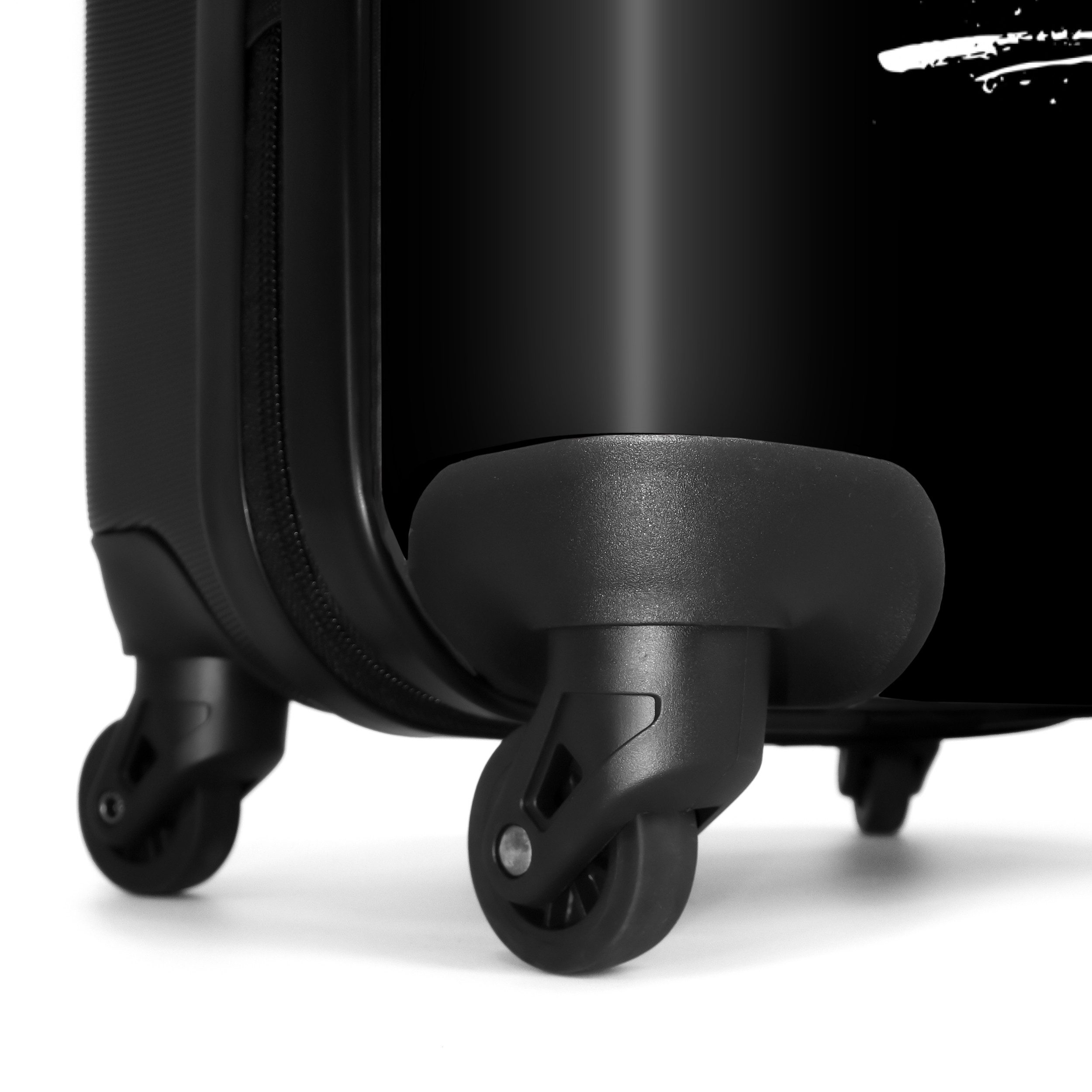 NoBoringSuitcases.com© Hartschalen-Trolley Schwarze und weiße Palme 55x35x20cm, 4 Rollen, Reisekoffer mit 4 Rollen, Carry on luggage, Männer