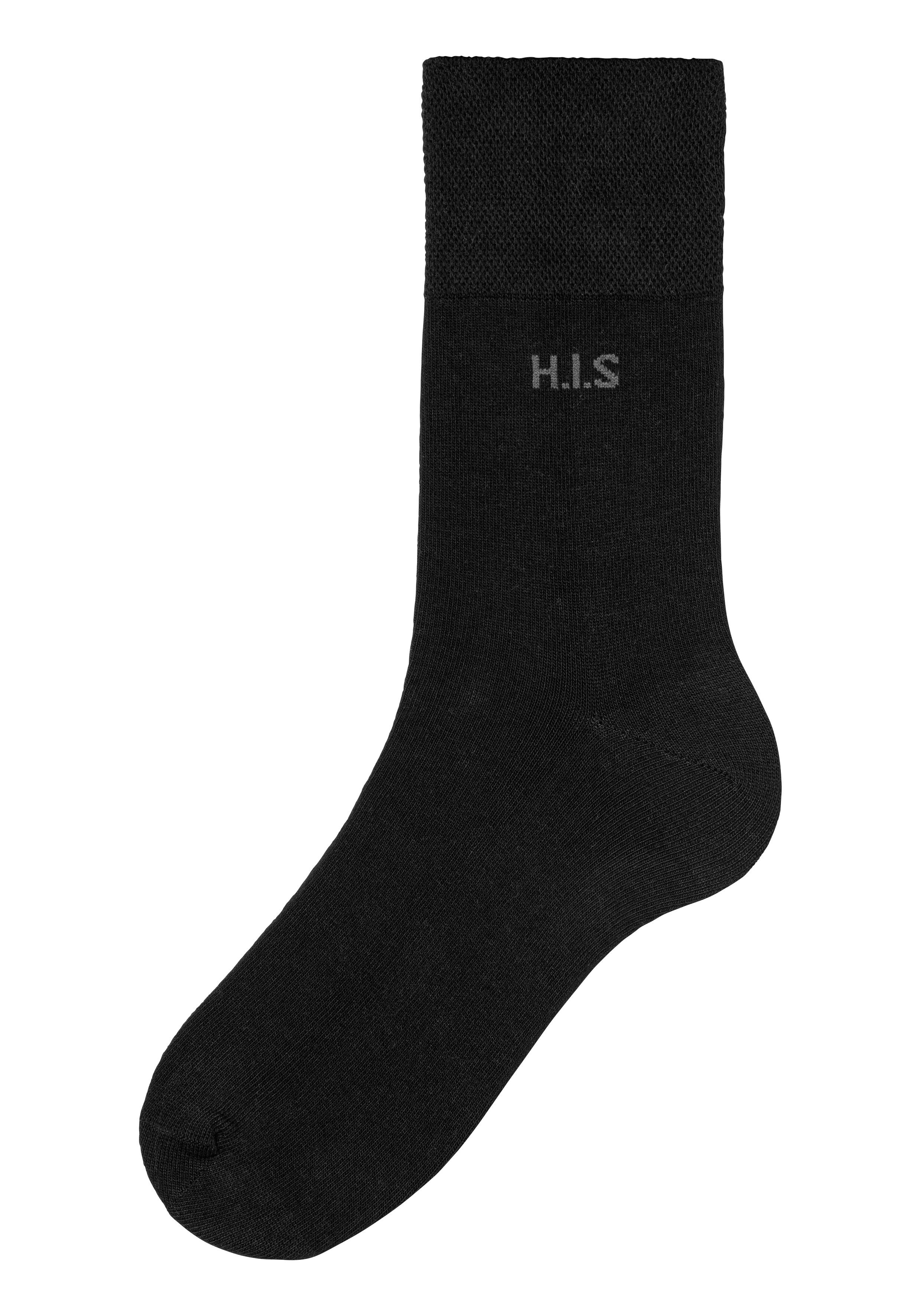 Gummi ohne 12x 12-Paar) einschneidendes schwarz H.I.S Socken (Packung,