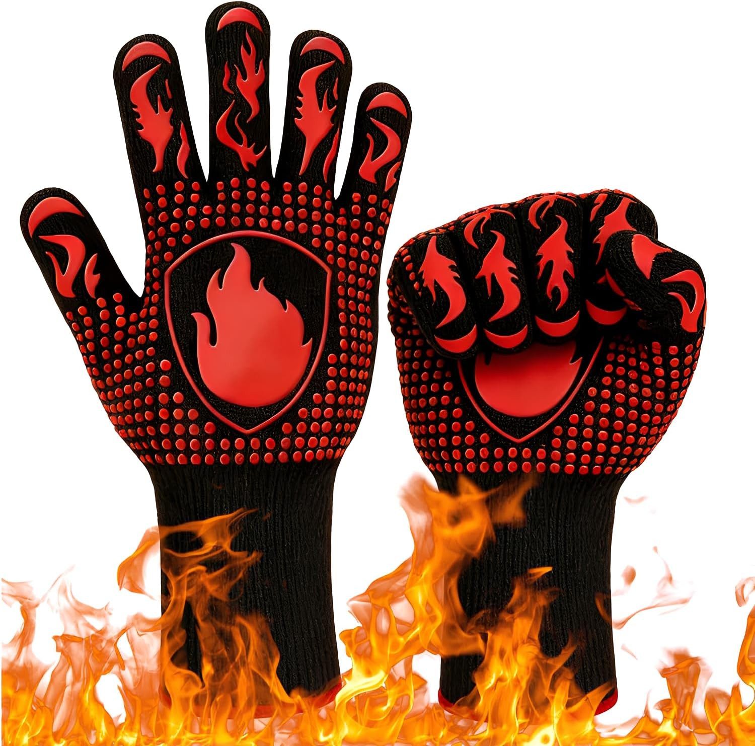 Grillhandschuhe Hitzebeständige Handschuhe zum Grillen, Kochen und Backen