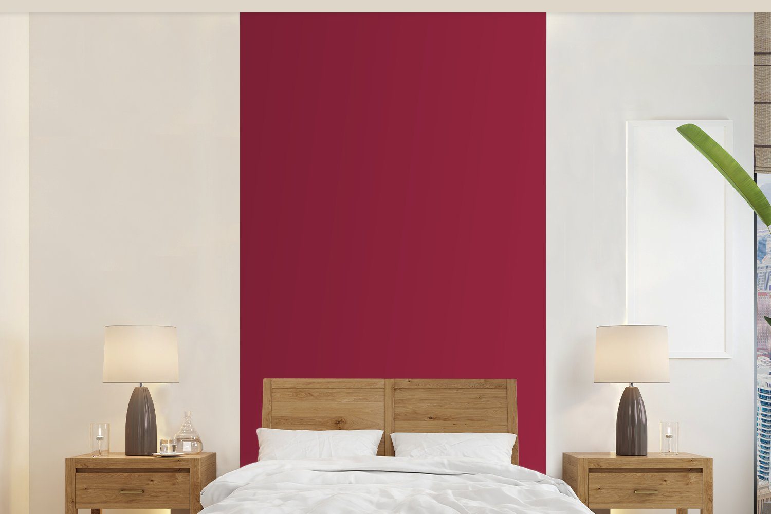 MuchoWow Fototapete Rot - Einfarbig, Matt, bedruckt, (2 St), Vliestapete für Wohnzimmer Schlafzimmer Küche, Fototapete