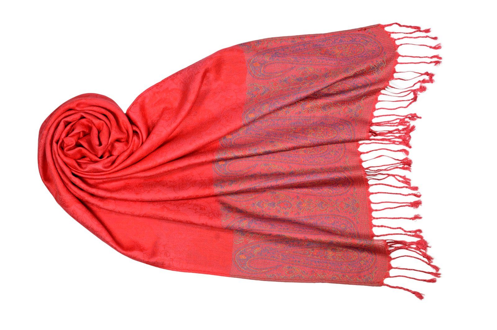 Beauty Thinxx Modeschal Jacquard Schal "Tamana", (Im Beutel, 1-St. Ein Modeschal), Schmückt und schützt bei Wind und kaltem Wetter Koralle