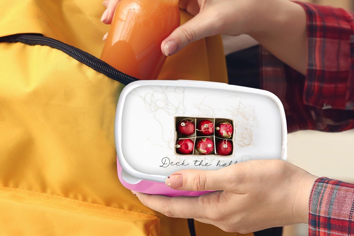 Kunststoff, Gold, - Erwachsene, Mädchen, Kinder, Weihnachtskugeln rosa Kunststoff - MuchoWow Snackbox, Rot Brotbox Lunchbox für (2-tlg), Brotdose