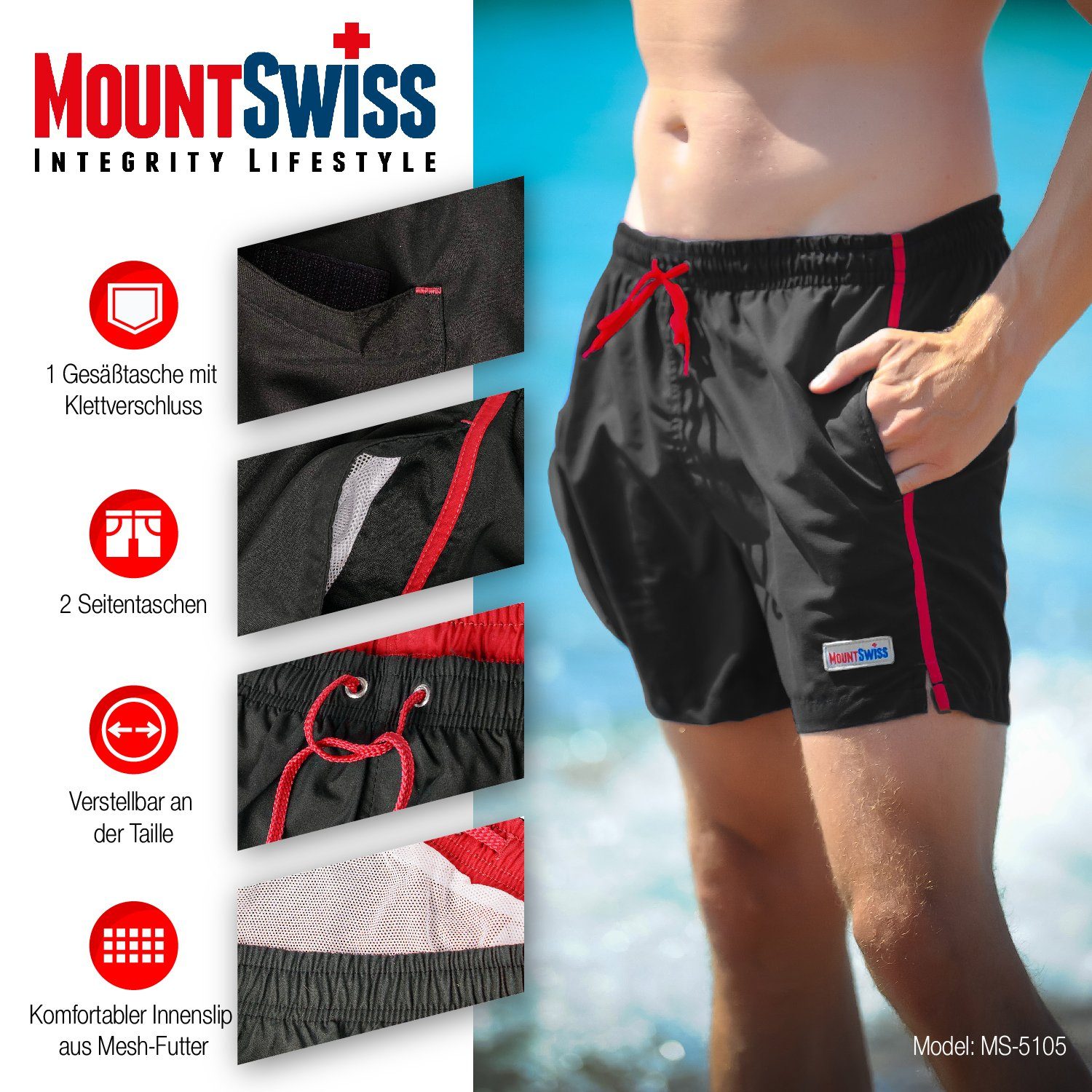 Mount Swiss Badeshorts Mount Swiss Männer günstig online kaufen