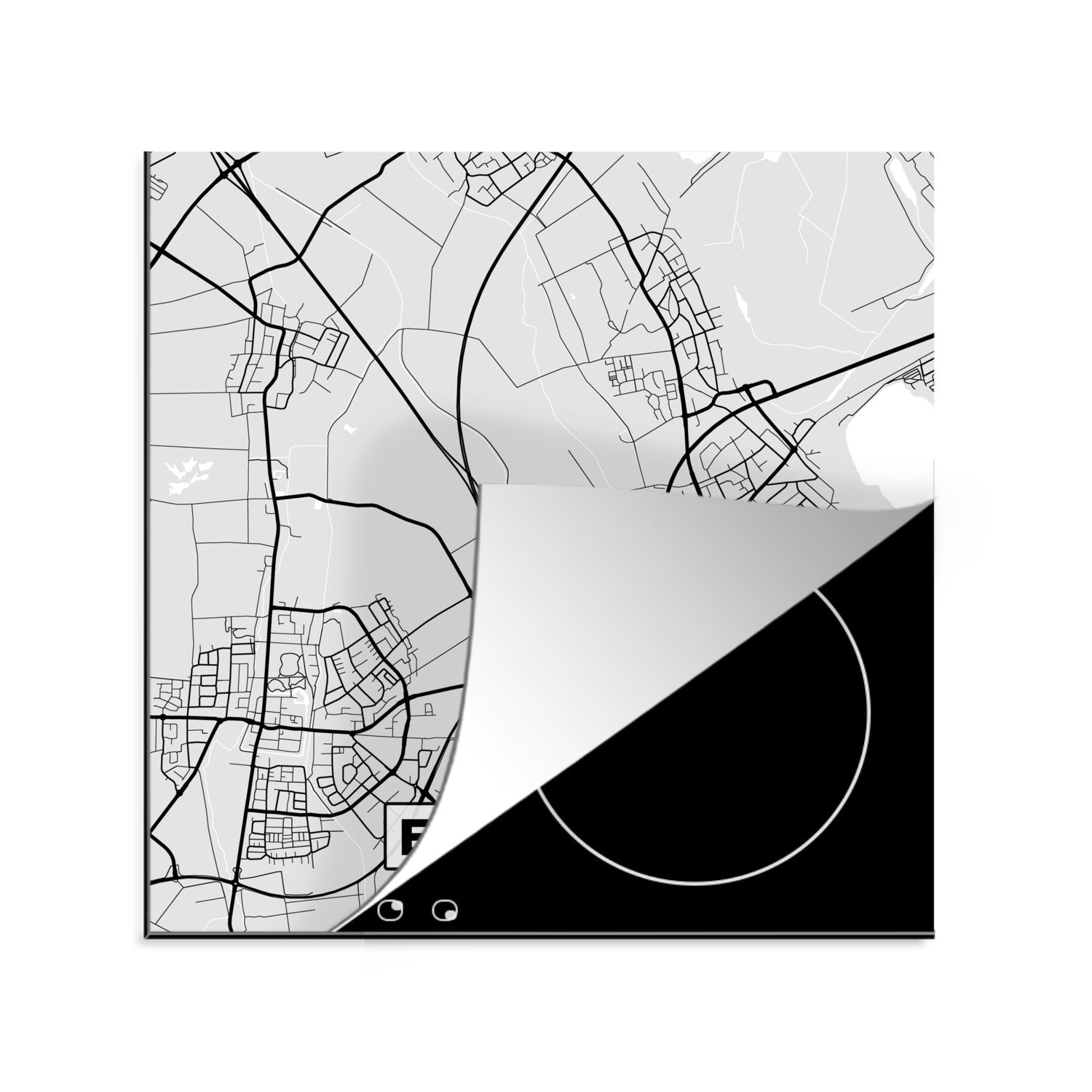 MuchoWow Herdblende-/Abdeckplatte Stadtplan - Erfstadt - Karte - Deutschland - Karte, Vinyl, (1 tlg), 78x78 cm, Ceranfeldabdeckung, Arbeitsplatte für küche