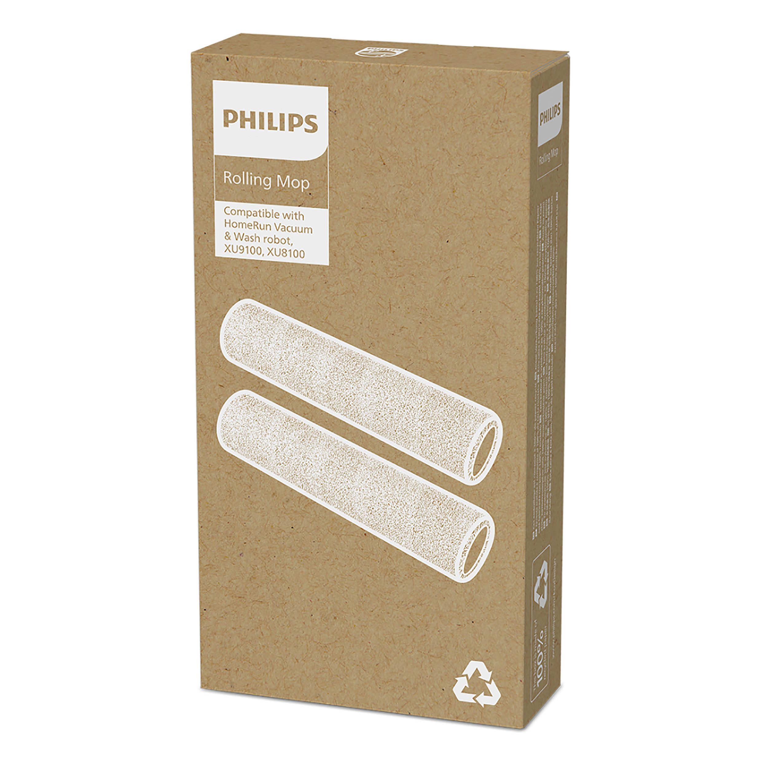 Philips Wischtuchwalze Wischtuchwalze XV1491/10 für HomeRun Saug- & Wischroboter 9000 Series, Zubehör für HomeRun 9000 Series, (2-tlg), für alle Böden geeignet