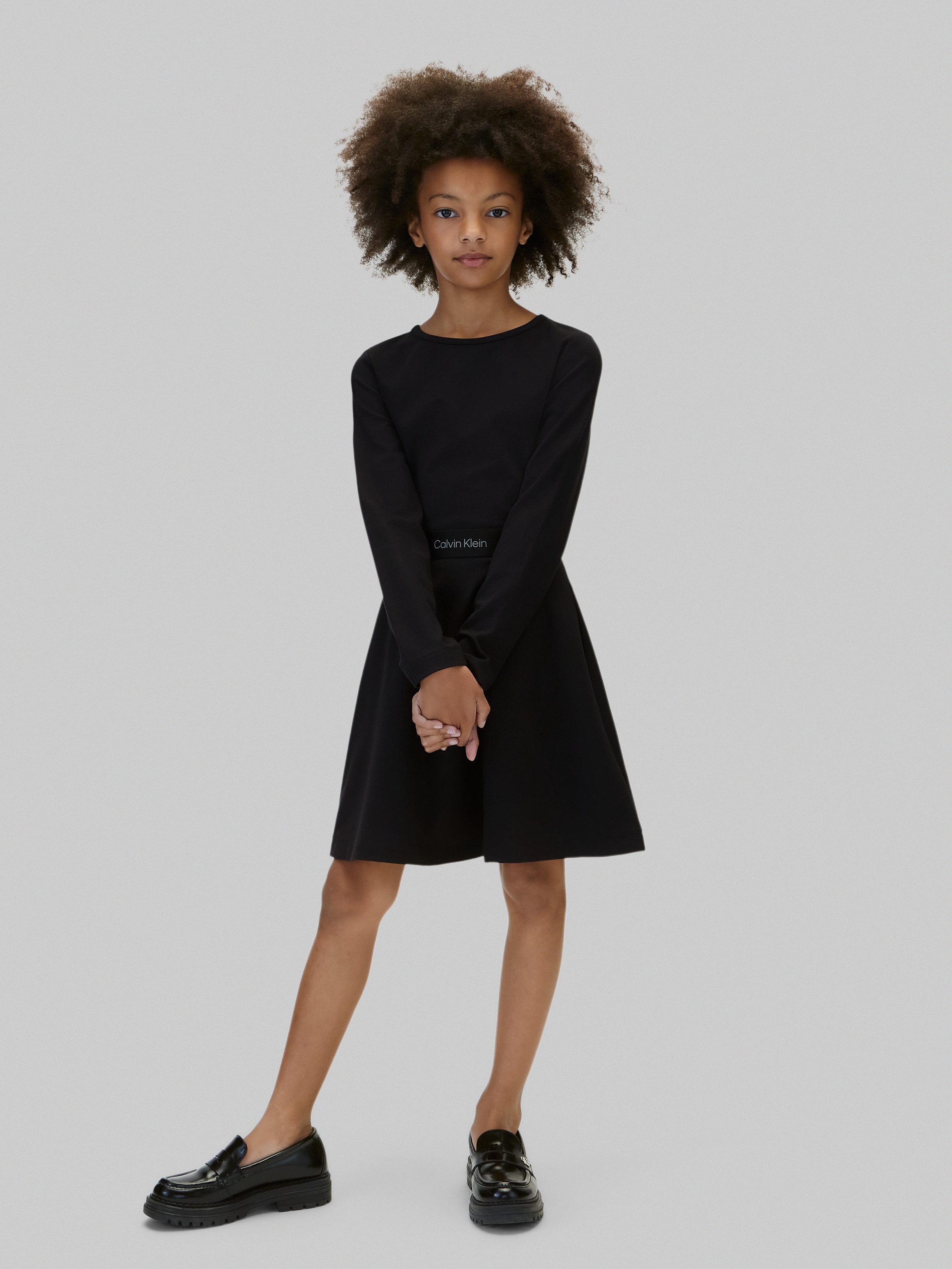 Calvin Klein Jeans Midikleid LOGO TAPE PUNTO LS DRESS Regular fit, Logoschriftzug