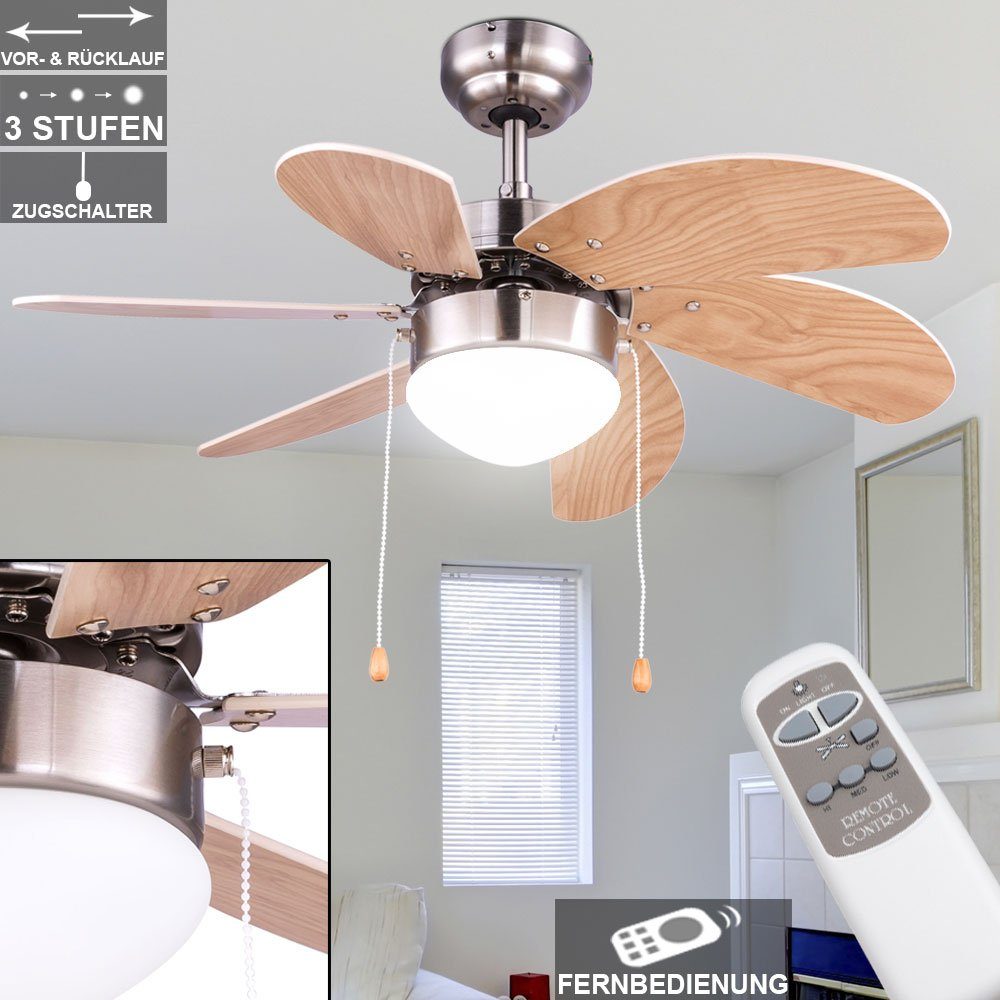 Decken Ventilator Lampe Lüfter Wohn Raum Kühler Küche Wandschalter Vor-Rück-Lauf 