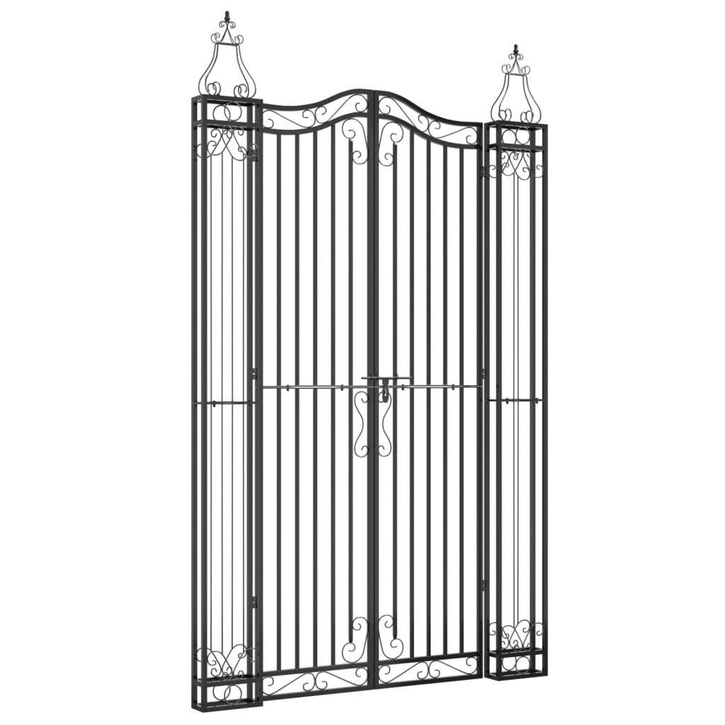vidaXL Gartentor 121 x 8 x 200 cm Gartentor Schwarz 121x8x200 cm Schmiedeeisen Abschlie