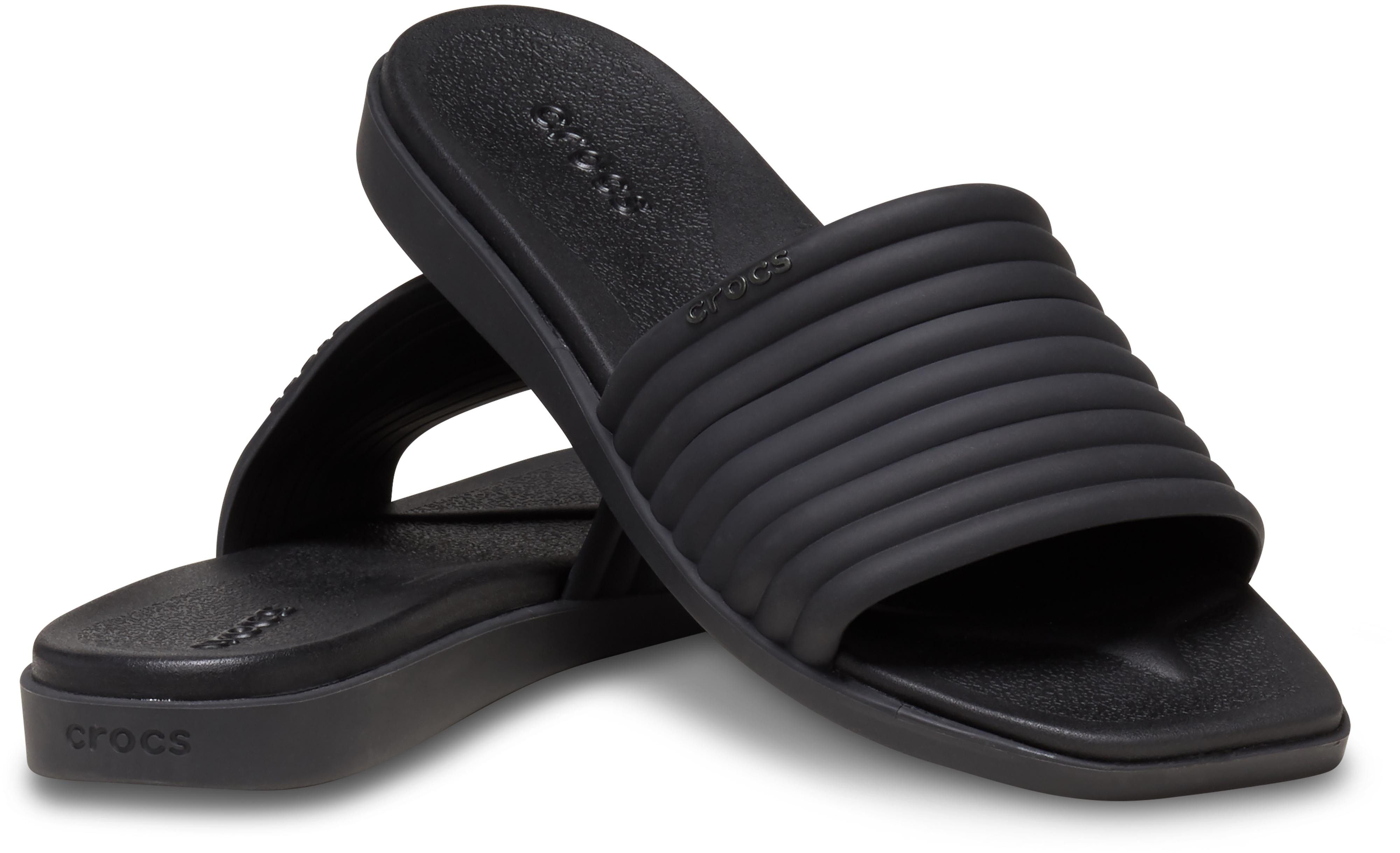 Crocs Miami Slide Pantolette Sandale, Badeschuh, Schlappen mit kleinem Keilabsatz