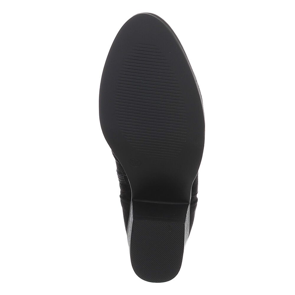 Ital-Design Moderne Damen-Stiefel mit Lochmuster und Blockabsatz Sommerboots (91154446) Blockabsatz Stiefel in Schwarz