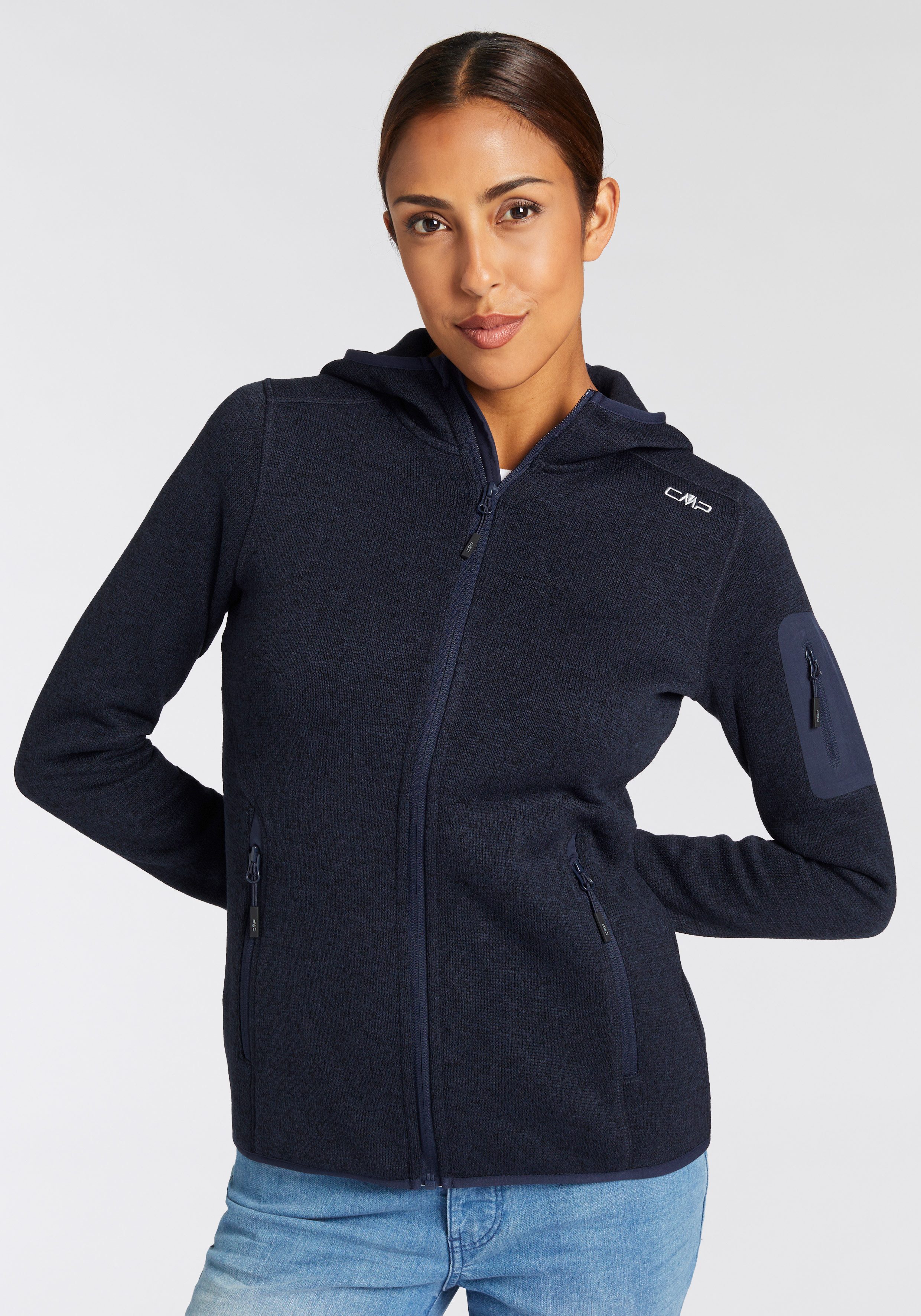 CMP Strickfleecejacke KNITTED MELANGE HOODY WOMAN HOODY (1-St) für Outdoor- günstig online kaufen