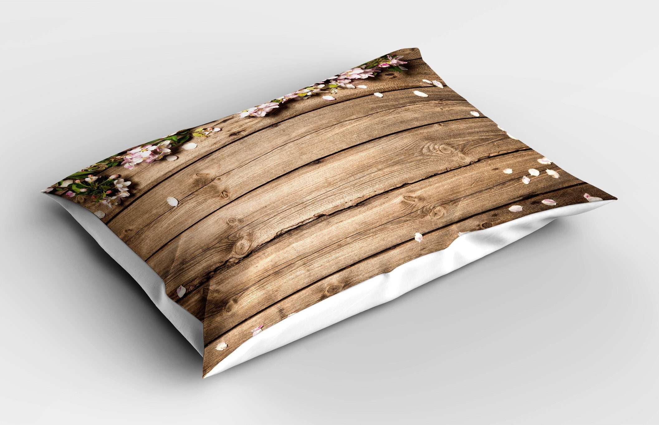Kissenbezüge Dekorativer Standard Size Gedruckter Kopfkissenbezug, Abakuhaus (1 Stück), rustikales Holz Blütenblätter Natur