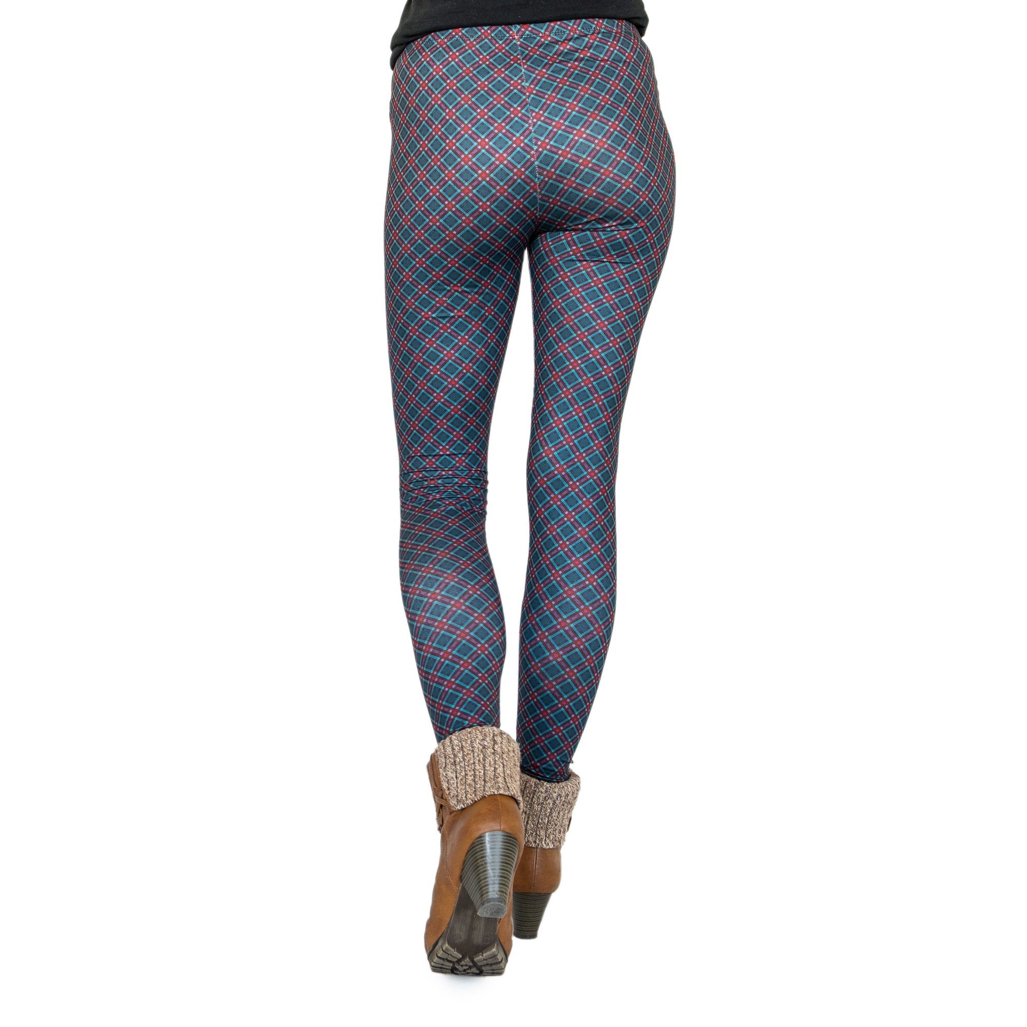 cosey Leggings Business Line Leggings (Einheitsgröße XS-L) Kleinkariert Rot/Grün
