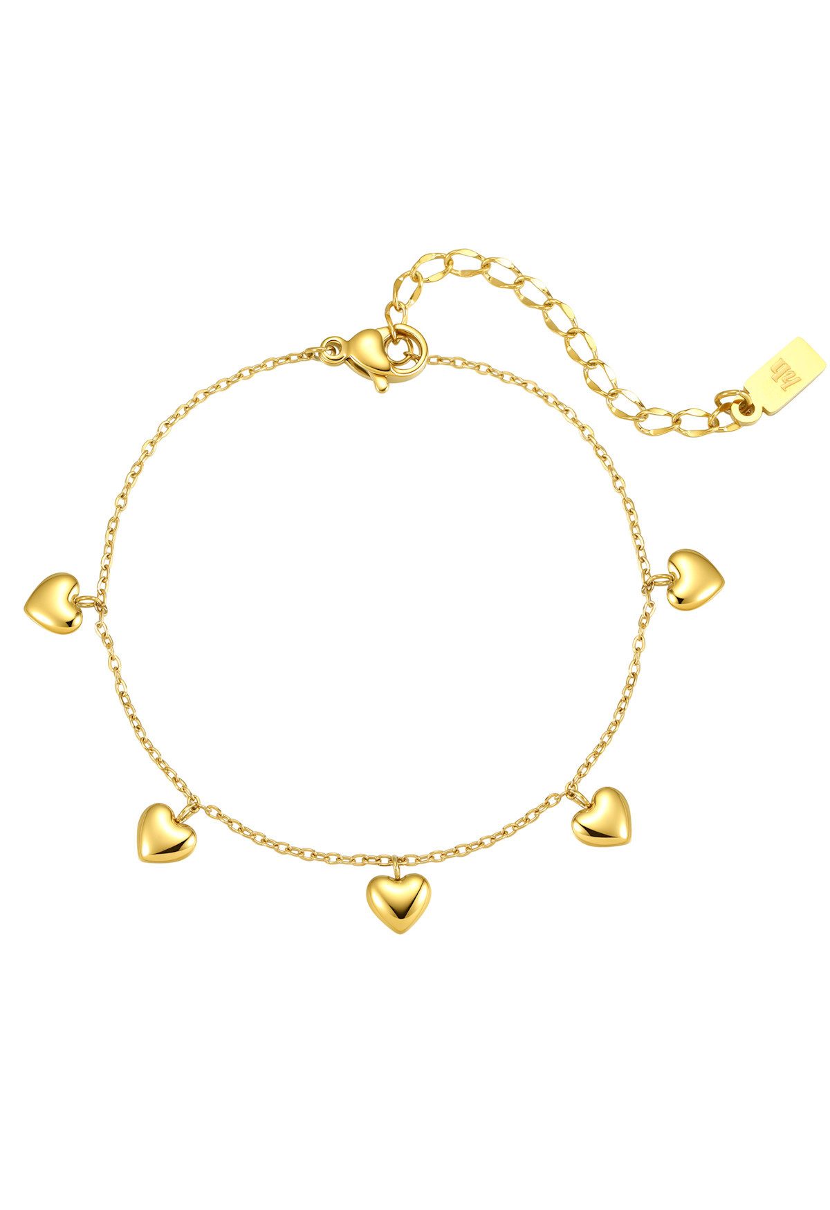 Hey Happiness Armkette Herzen Charms für Damen, vertsellbar, Romantische Edelstahl Armkette mit Multi Herz Anhängern