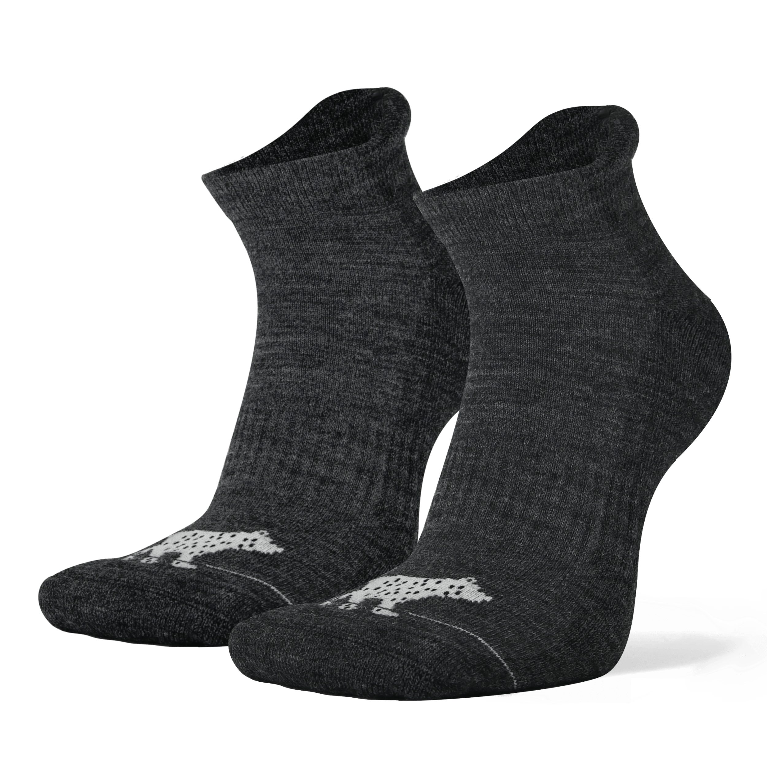 NORDSOX Wandersocken kurz - Merino Wolle für Damen & Herren (2-Paar) Klimaregulierend & gepolsterte Sohle und Färse & weich & atmungsaktiv grau