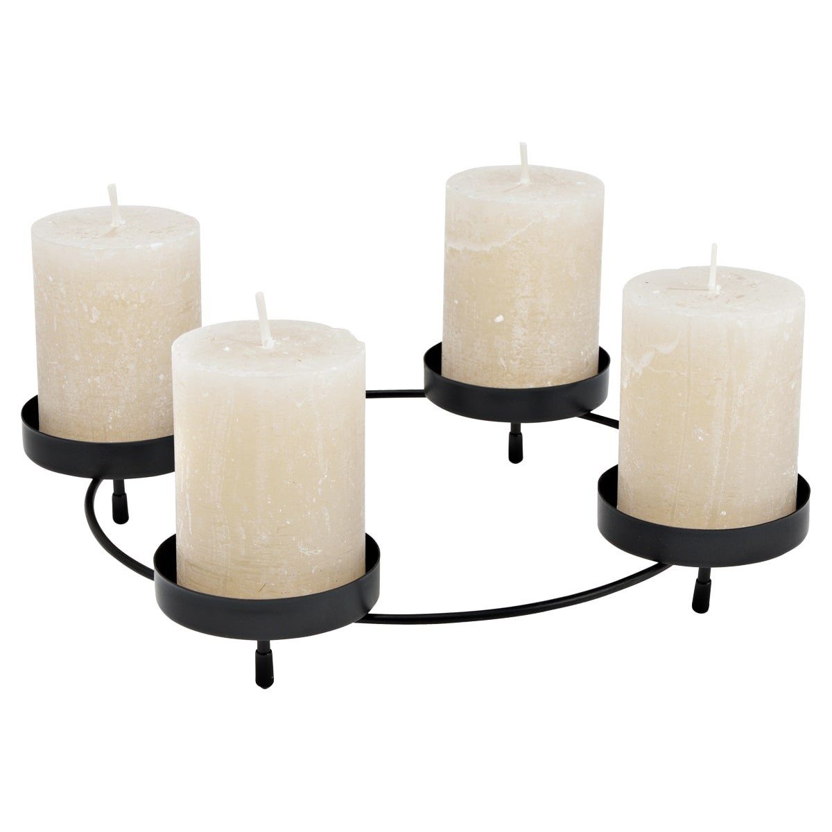 matches21 HOME & HOBBY Adventskranz Adventskranz für 4 Kerzen aus Metall in schwarz ø 24x4 cm