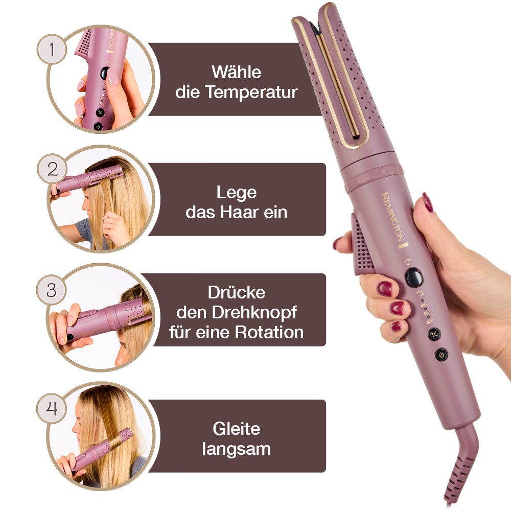 Remington Lockenstab AIRviveRotierender Lockenstab (CI8930), Keramik-Beschichtung, rotierend, Ionic Air, Anti-Frizz-Mikrowirkstoffe, 160-210°