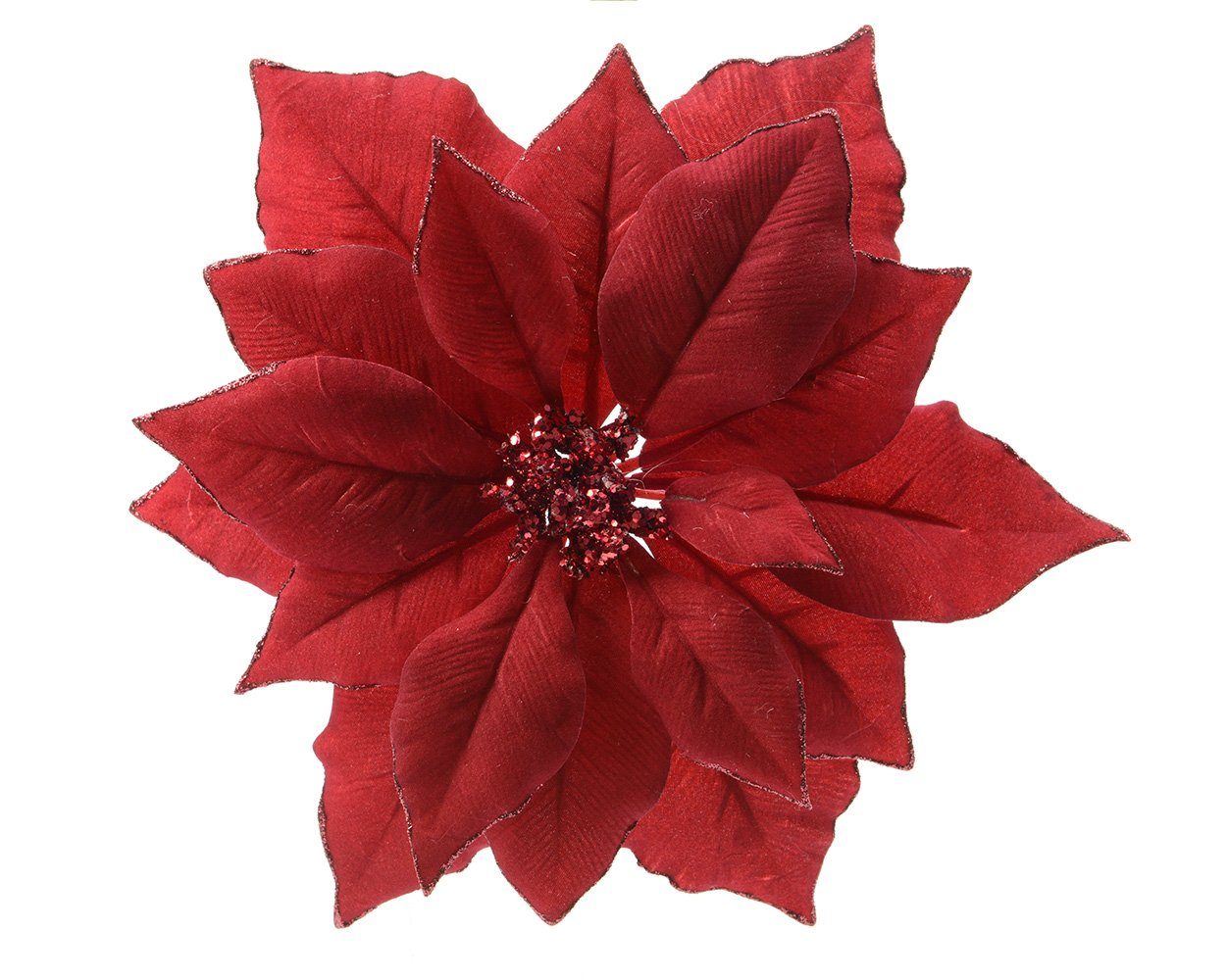 Decoris season decorations Weihnachtsbaumklammer, Weihnachtsstern Blume auf Clip 24cm rot