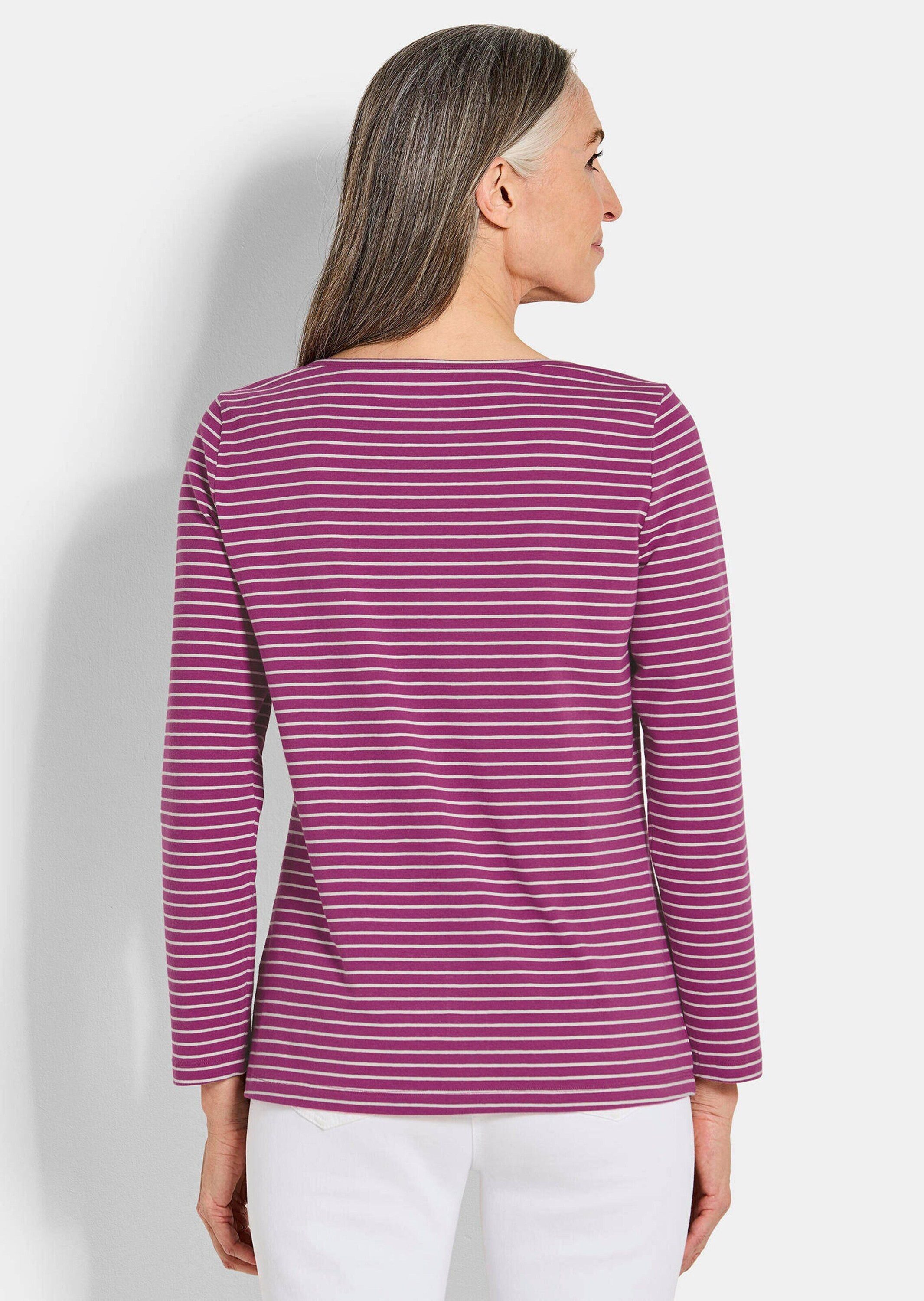GOLDNER Print-Shirt Langarm 3er-Baumwollshirt-Set Stilvolles Set an leichten Shirts mit U-Boot-Ausschnitt
