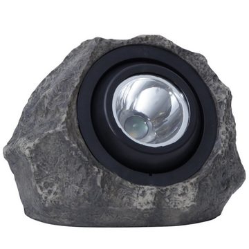 STAR TRADING LED Gartenstrahler LED Solar Stein Felsen Rocky Spot mit warmweißer LED Sensor 18lm 16cm, LED Classic, warmweiß (2100K bis 3000K)