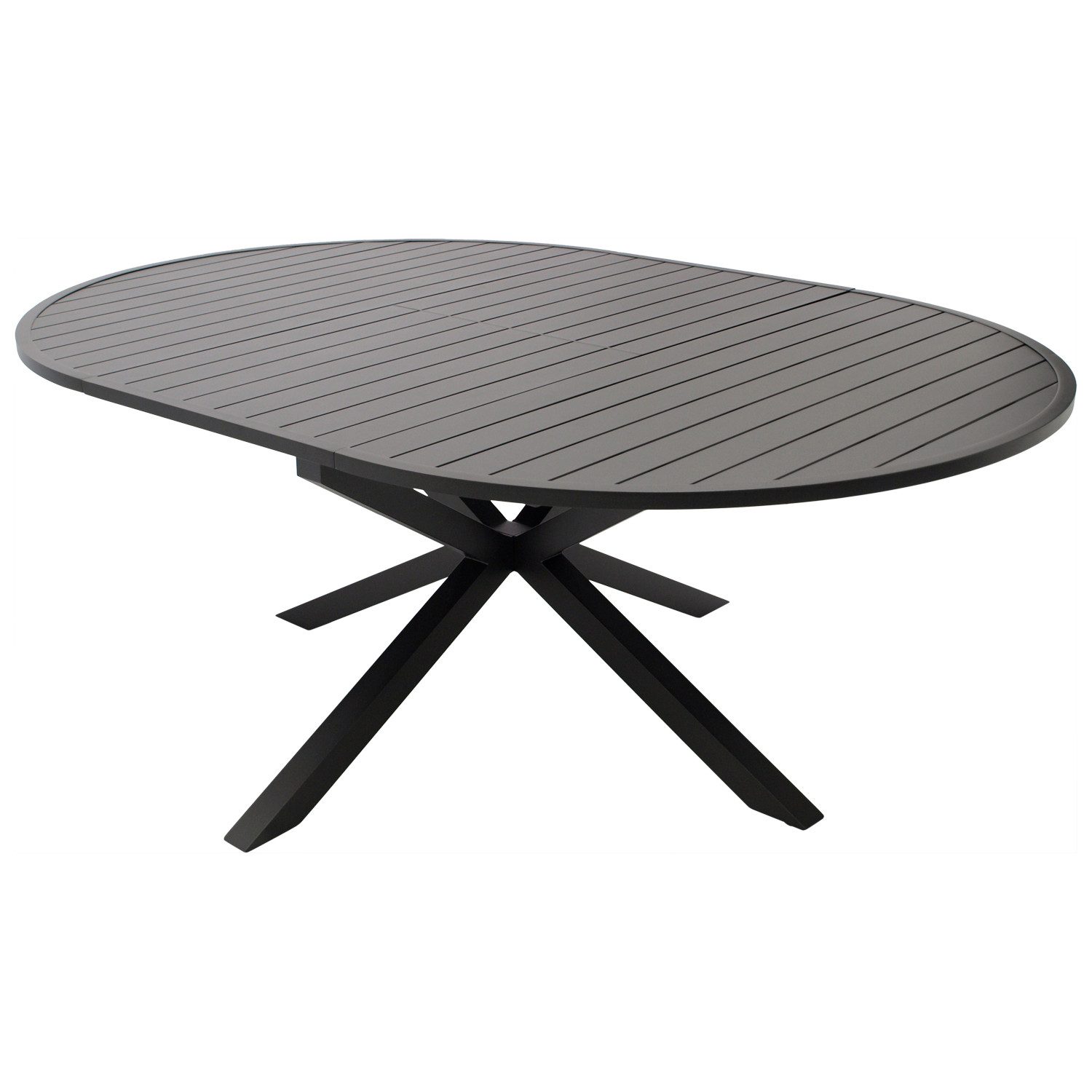 DEGAMO Gartentisch ARLES, Ausziehbar rund/oval 140/200x140cm, Aluminium anthrazit