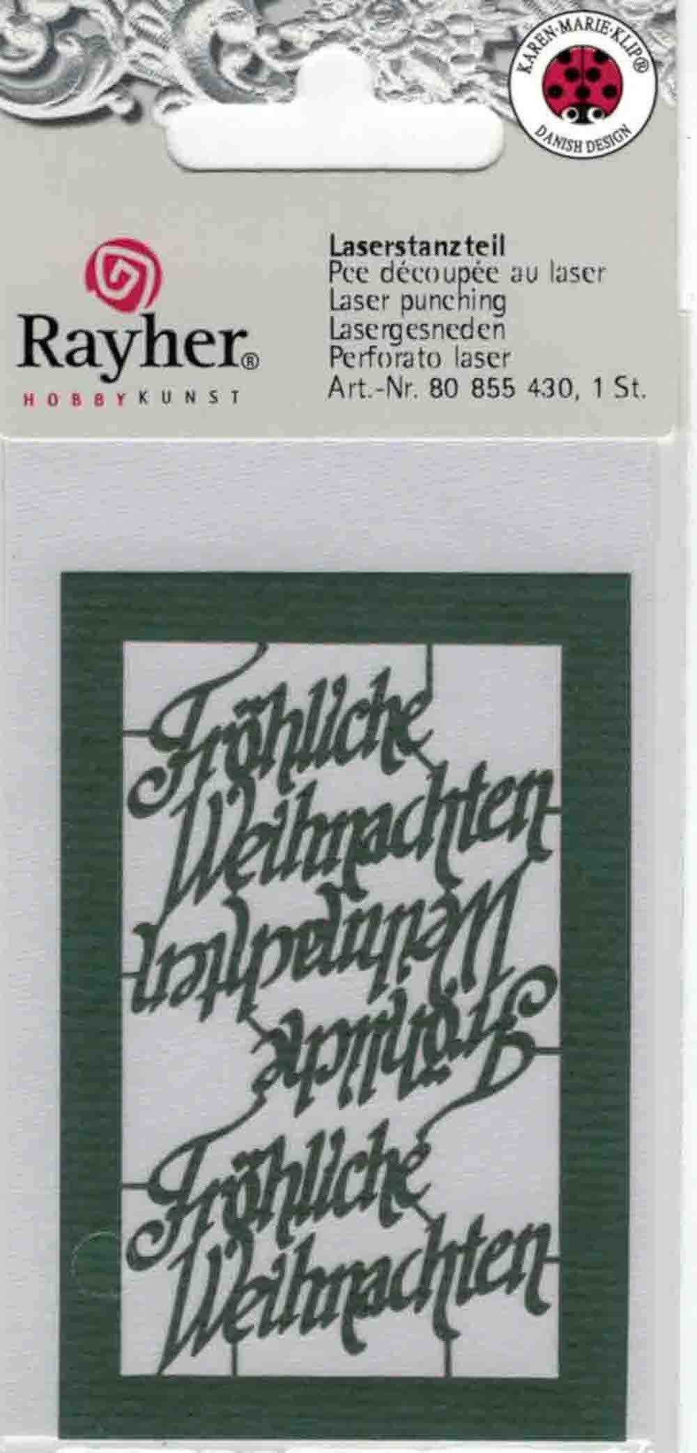 'Fröhliche 7,5x5cm Grün Rayher Laserstanzteil Weihnachten' Zeichenpapier